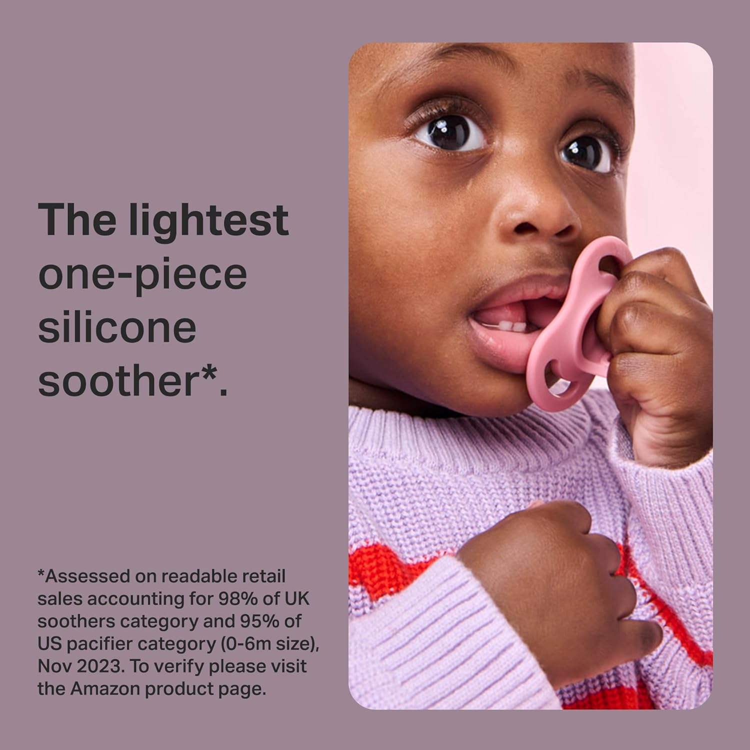 Tommee Tippee Ultra-Light Stayput Soother, 18-36M, 2 Pack, One-Piece Silicone Design image number 1