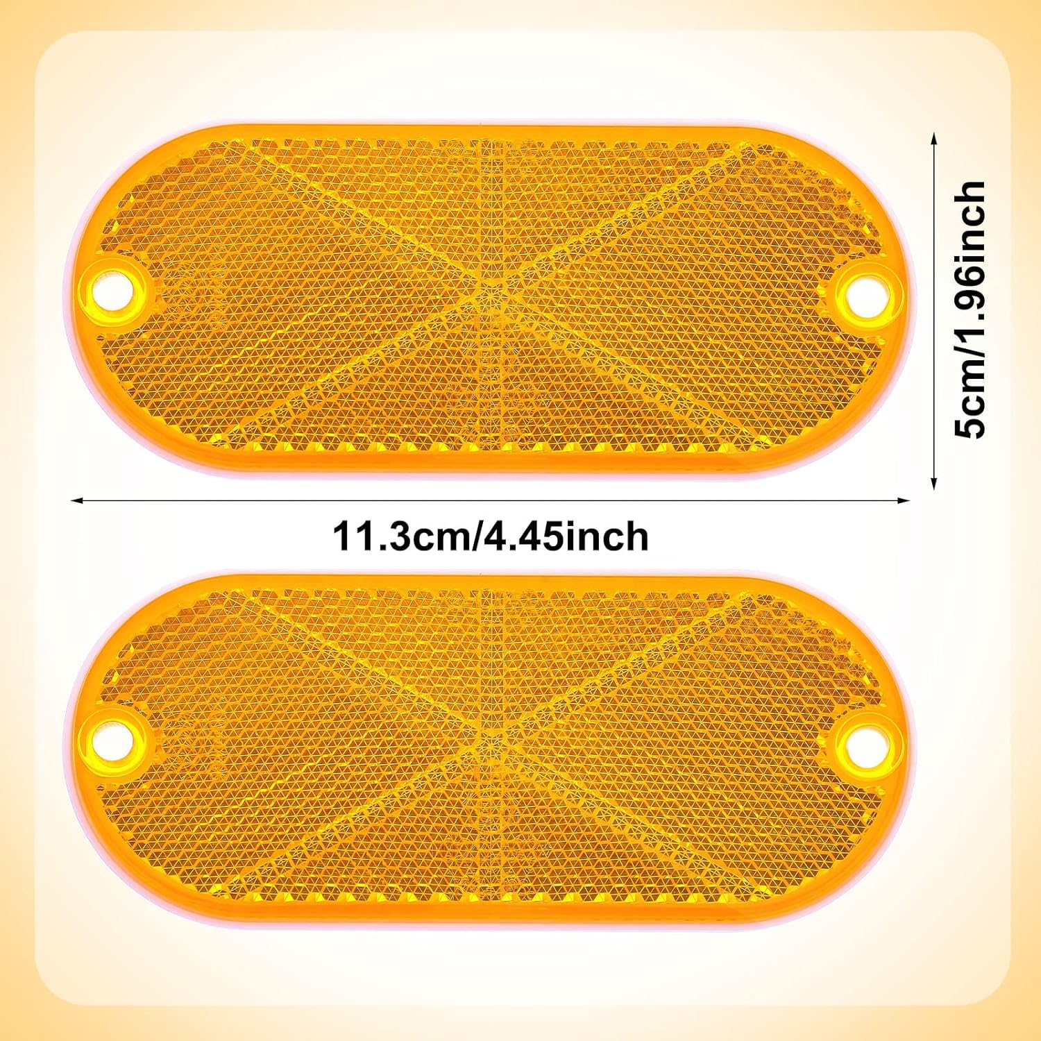 Tallew 10 Pack Front Reflector Oval Reflector for Driveway Fence Gate Posts Trailers Safety Reflectors Automobiles Boats Mailboxes Reflector with Center Mounting Hole (Yellow) image number 3