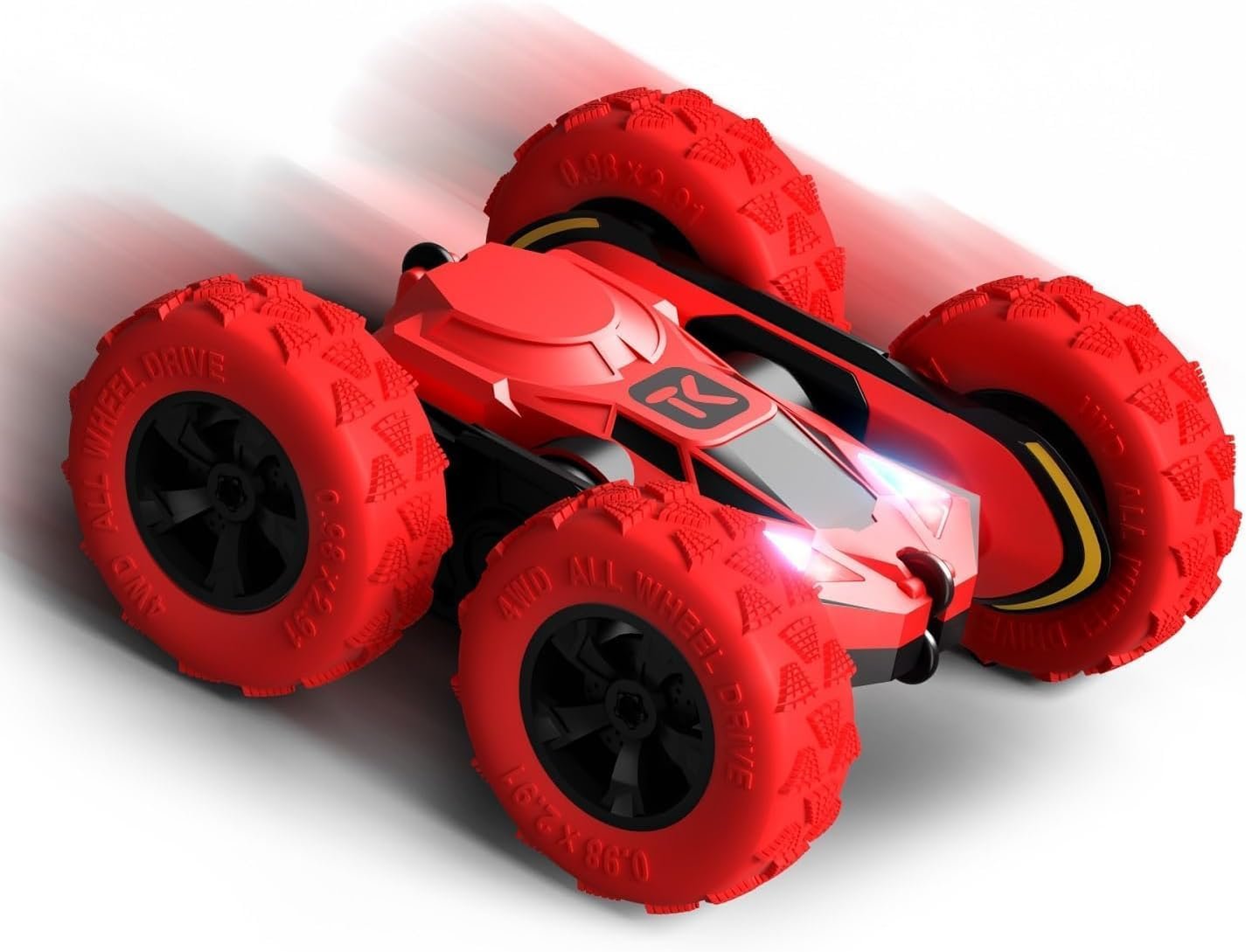 Threeking RC Stunt Cars Remote Control Car with Lights Double-Sided Driving 360-Degree Flips Rotating Car Toy Gifts Presents for Kids Ages 6+, Red - Red image number 5