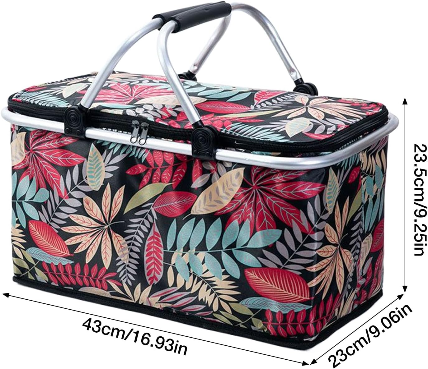 Grocery Baskets with Handles | Foldable Basket Shopping Bags with Handles,Cooler Bag Storage Organizer for Picnic Camping Women Family Retail Fishing Outdoor Road Trip - Blue image number 2