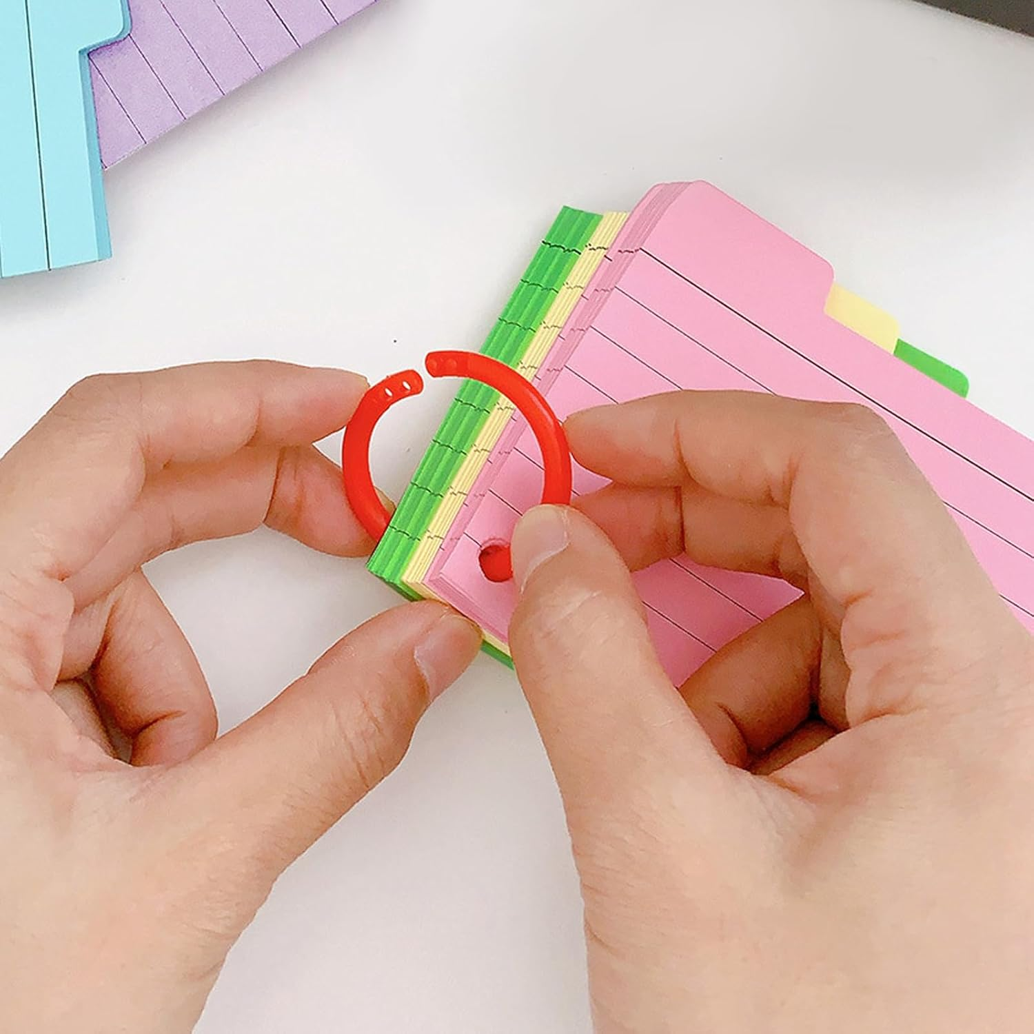 VANRA Index Card Holder 3X5 Flash Card Organizer Case 300 Colored Index Cards Bulk Blank Note Cards with Ring (Black) image number 3