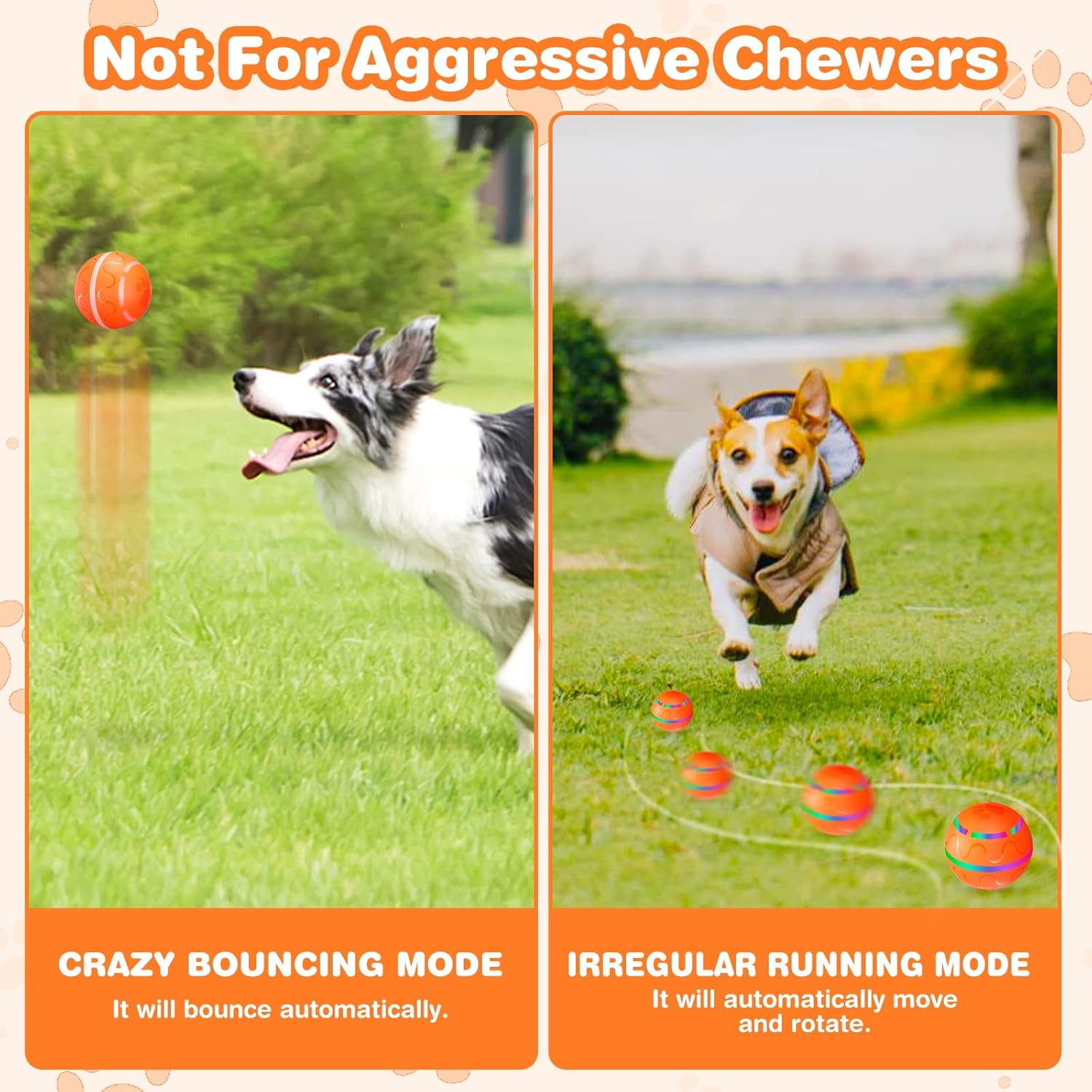 Belobill Interactive Dog Ball Toys, Wicked Ball, Durable Motion Activated Automatic Rolling Ball Toys, Jumping Activation Ball for Puppy/Small/Medium Dogs, USB Rechargeable image number 2