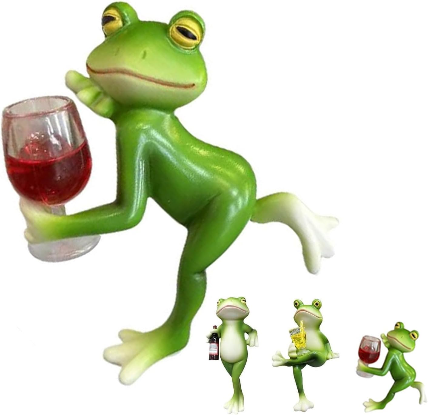 1 Pcs Resin Frog Garden Statue - Hand-Painted Cute Cartoon Frog Figurine for Outdoor Decor, Patio, Flower Pots & Lawn Ornaments ([C] Sit)