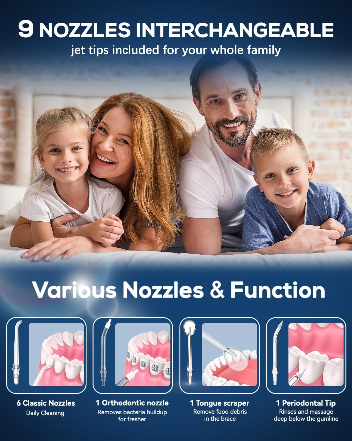 JTF Water Flosser Cordless for Teeth - 4 Modes 9 Jet Tips Portable Dental Floss, 300Ml Teeth Water Jet Cleaner, USB Rechargeable Ipx7 Waterproof Oral Irrigator Tools for Home Travel(White) - Clear image number 4