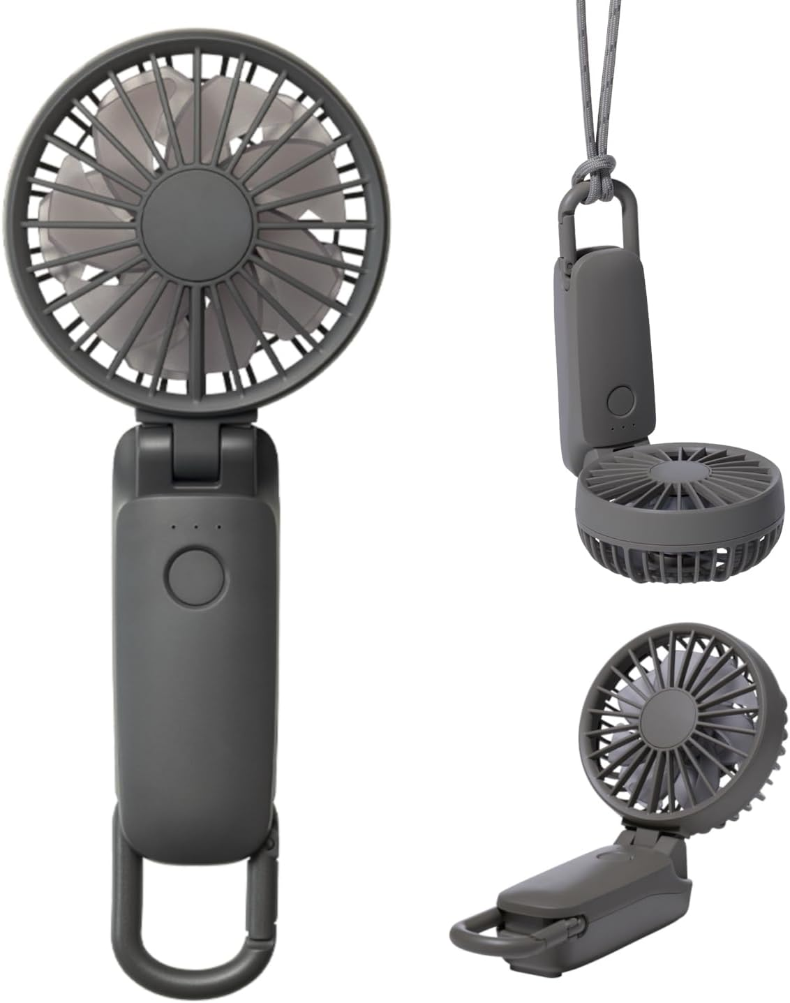 RHYTHM 9ZF040RH05 Handy Fan, 2025 Large Airflow, Silent, 3-Way (Handheld, Neck or Tabletop), 5 Levels of Air Flow, Type-C Compatible, Carabiner & Strap, Small, Portable Fan, Silky Wind Mobile 3.2,