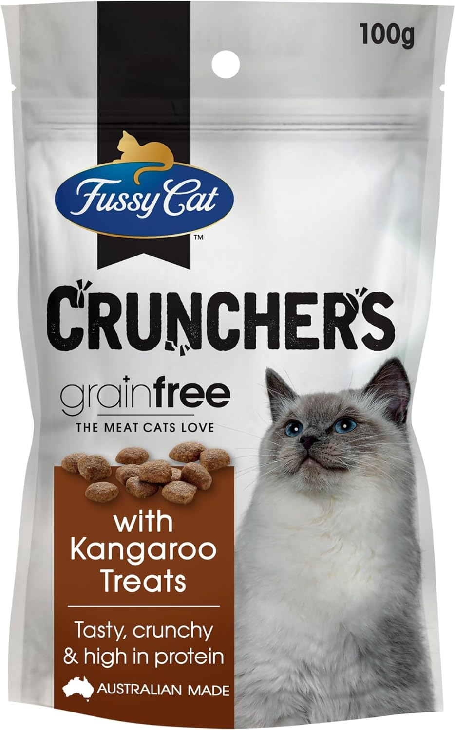 Fussy Cat Grain Free Crunchers Cat Treats, Kangaroo 9X100G - High-Protein Crunchy Treats, Made with Real Kangaroo for Maximum Flavour image number 6