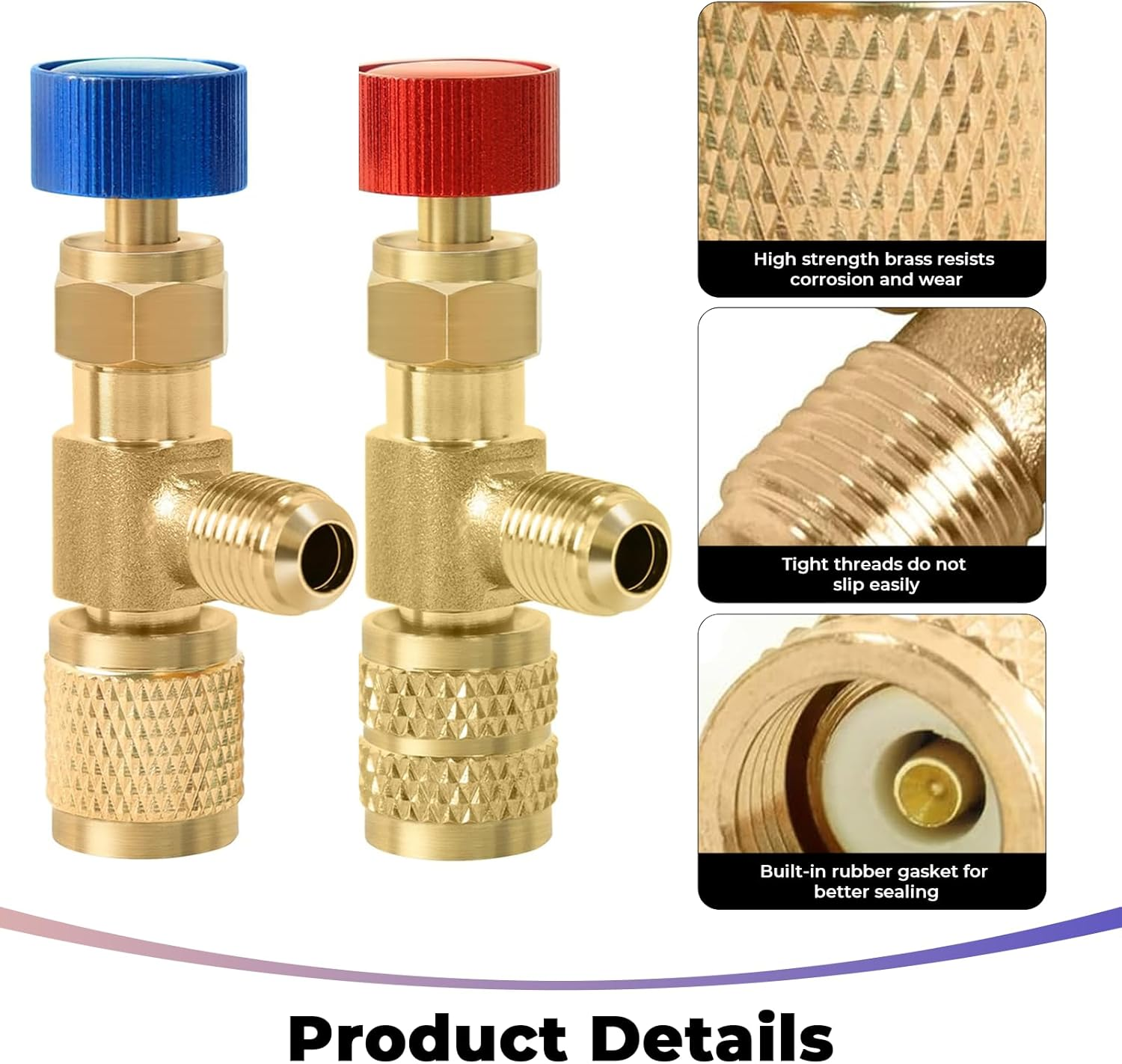 MAEZOE 2 Pcs Efficient R22 R410 Refrigerant Charging Valve Air Conditioning Liquid Safety Valve Copper Flow Control Valve image number 3