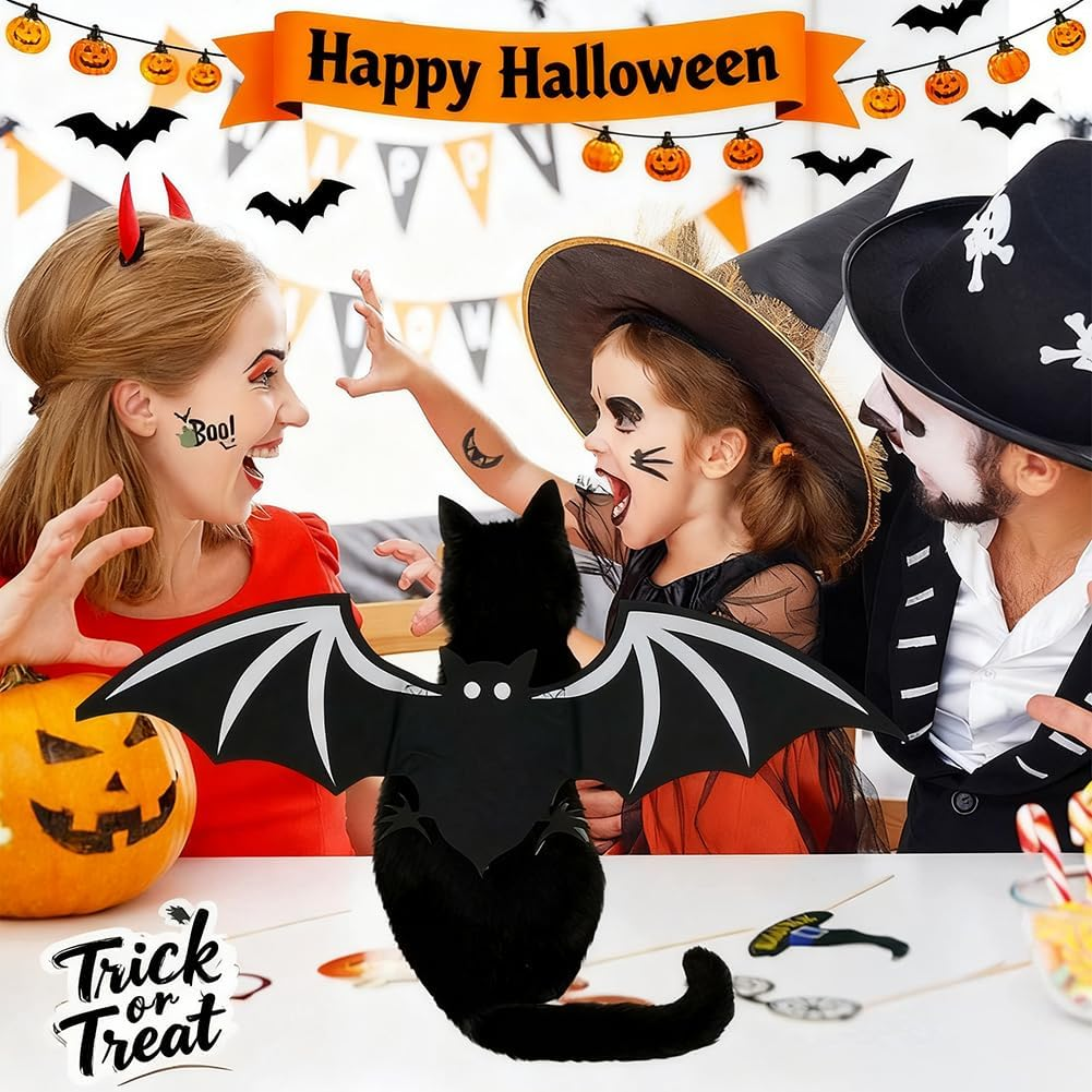 Halloween Pet Bat Wings, Cat Bat Costume, Adjustable Dog Bat Wings, Halloween Party Cosplay Decoration Pet Costume image number 4