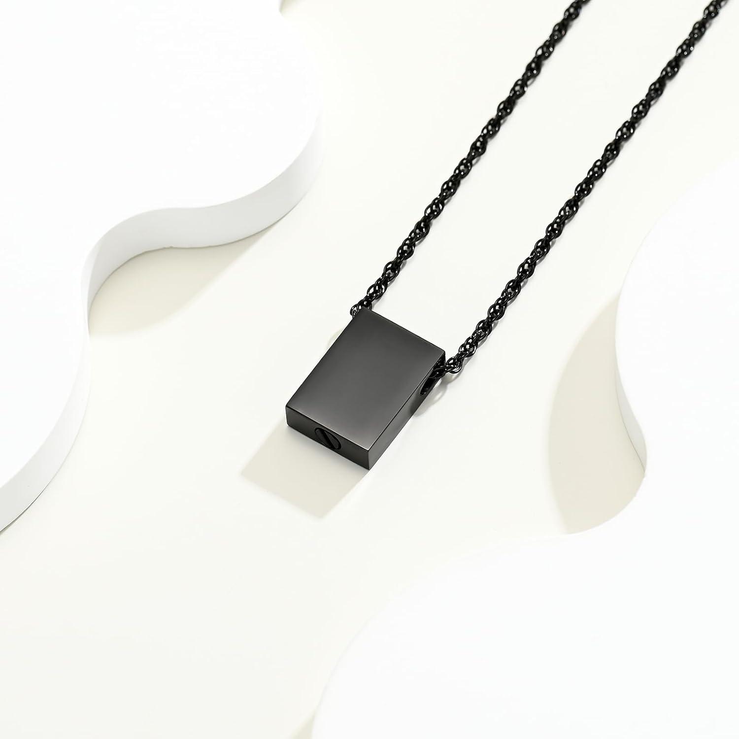 QGJNSGC Cremation Urn Necklace for Ashes Small Rectangle Square Memorial Ash Pendant Keepsake Jewellery Dog Tag Ash Locket for Women Men image number 6