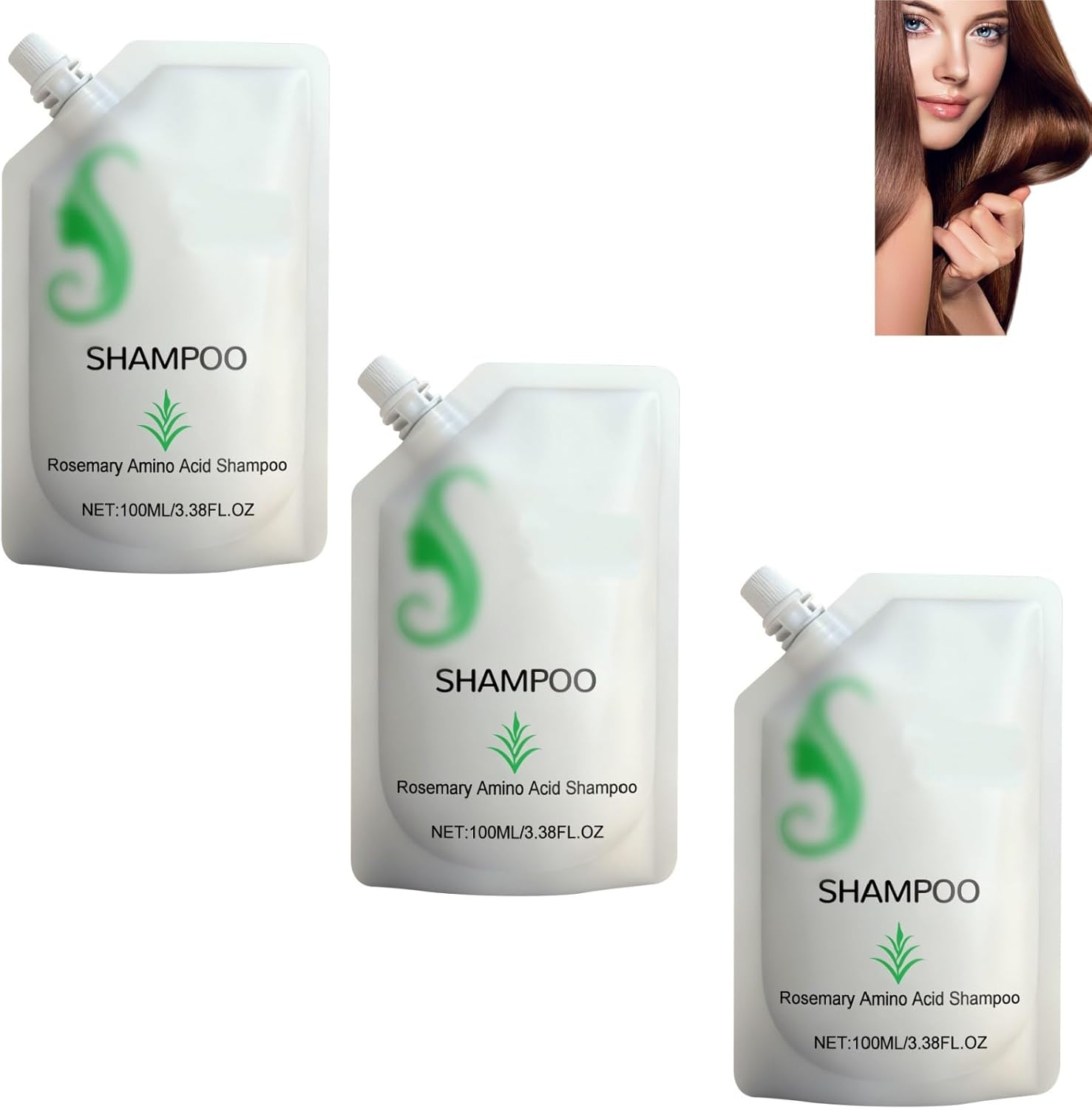 Rosemary Amino Acid Shampoo - 100ML Hydrating and Moisturization Shampoo for All Hair Types, Soothes Scalp & Strengthens Hair Strands Resilience,Mild and Gentle,Safe for Color-Treated (3PCS)