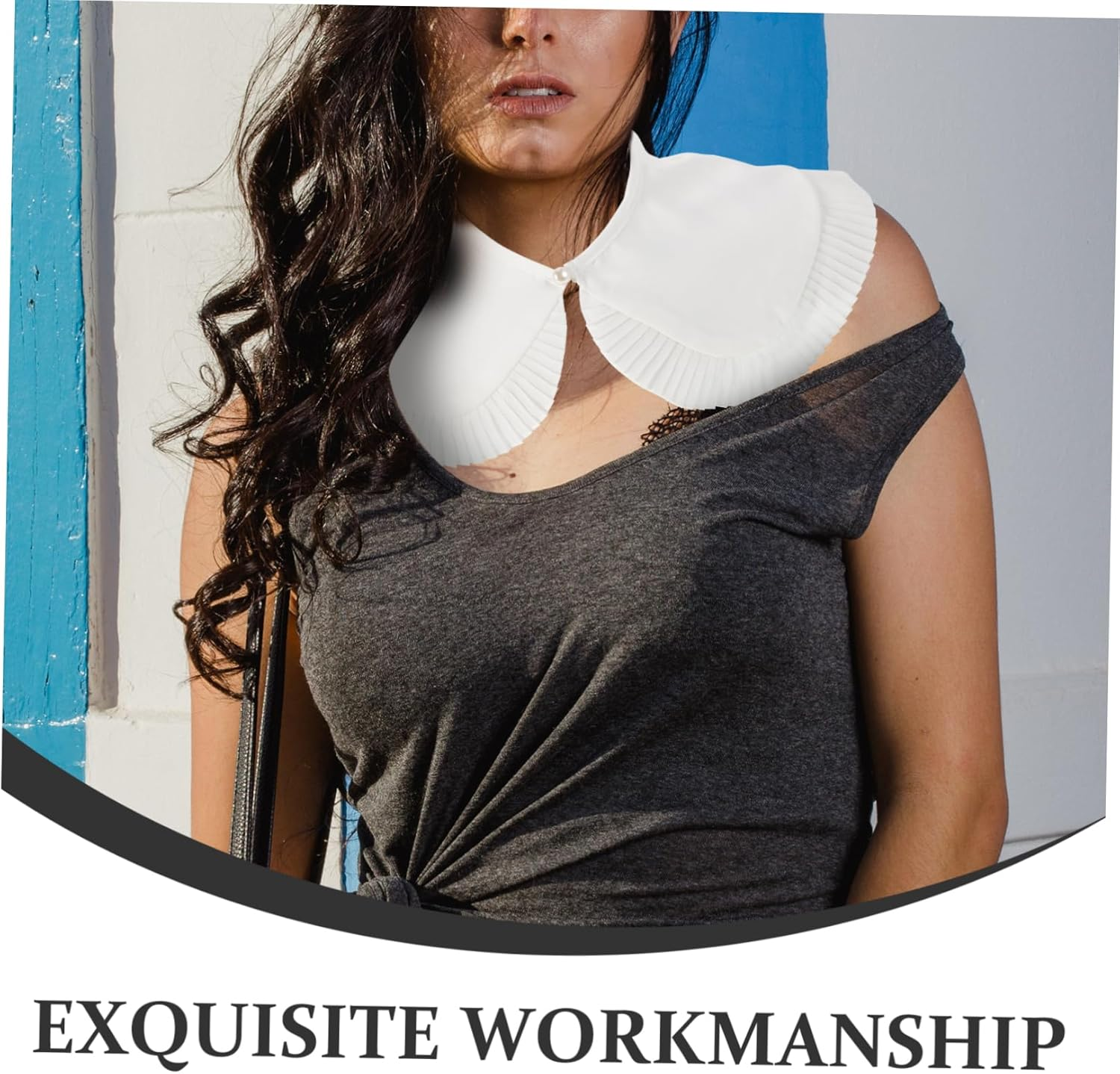 ANDRESLAD Shawl Fake Collar Polyester Removable Shirt Collar for Women Enhancing Look Occasions White image number 5