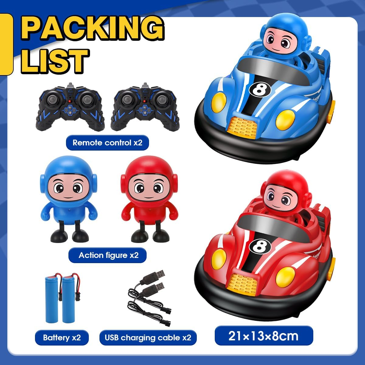 Remote Control Bumper Car Toy Set of 2 Players，Mini RC Car with Light & Sound Effect 360&deg; Rotating，Bump and Eject Toddler Toys ，Christmas Birthday Gifts for Kids Boys Girls 3-4 4-6 5-7 8-13 image number 3