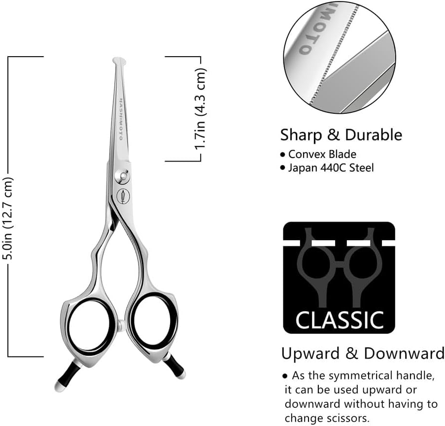 HASHIMOTO Small Dog Scissors with Rounded Tips, 5.0 Inches, Straight Blade with Micro Serration, Designed for Trimming around the Eyes, Ears, Nose and Paws. image number 2