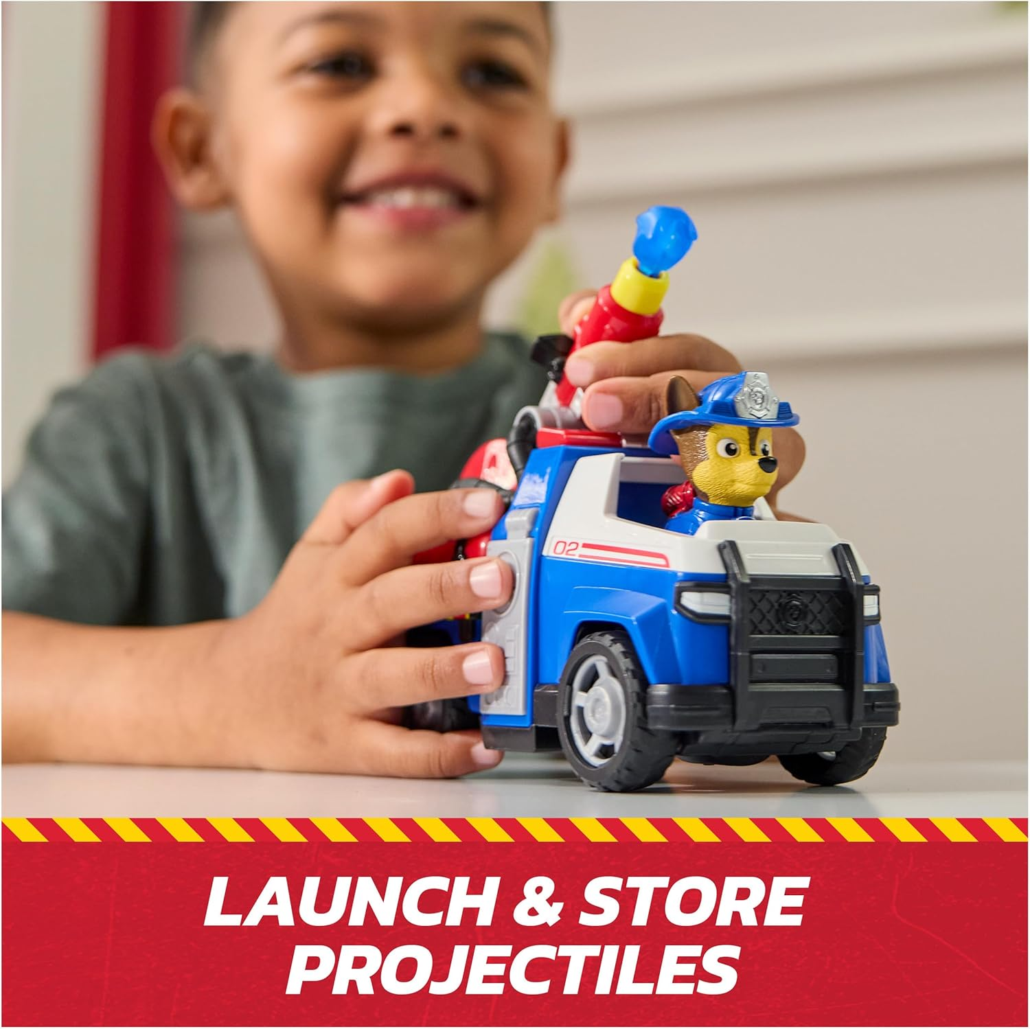 PAW Patrol Fire Rescue: Chase Rescue Fire Cruiser with Action Figure, Projectile Launcher, and Toy Truck, Kids Toys for Boys and Girls Ages 3 and Up image number 5