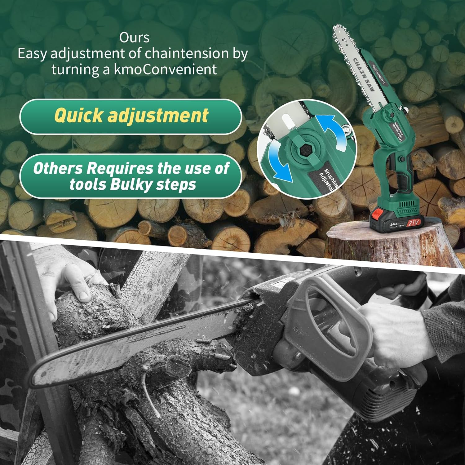 6&8 Inch Electric Mini Chainsaws - Small One-Handed Household Cordless Chainsaw Labor-Saving Garden Cutting Tool with 2 Large-Capacity Batteries image number 1