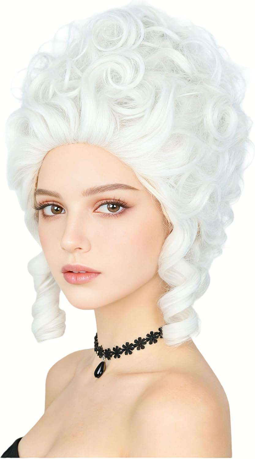 Beige 18Th Century Queen Wig Honeycomb Wig Curly Retro Wigs Halloween Cosplay Costume Wigs