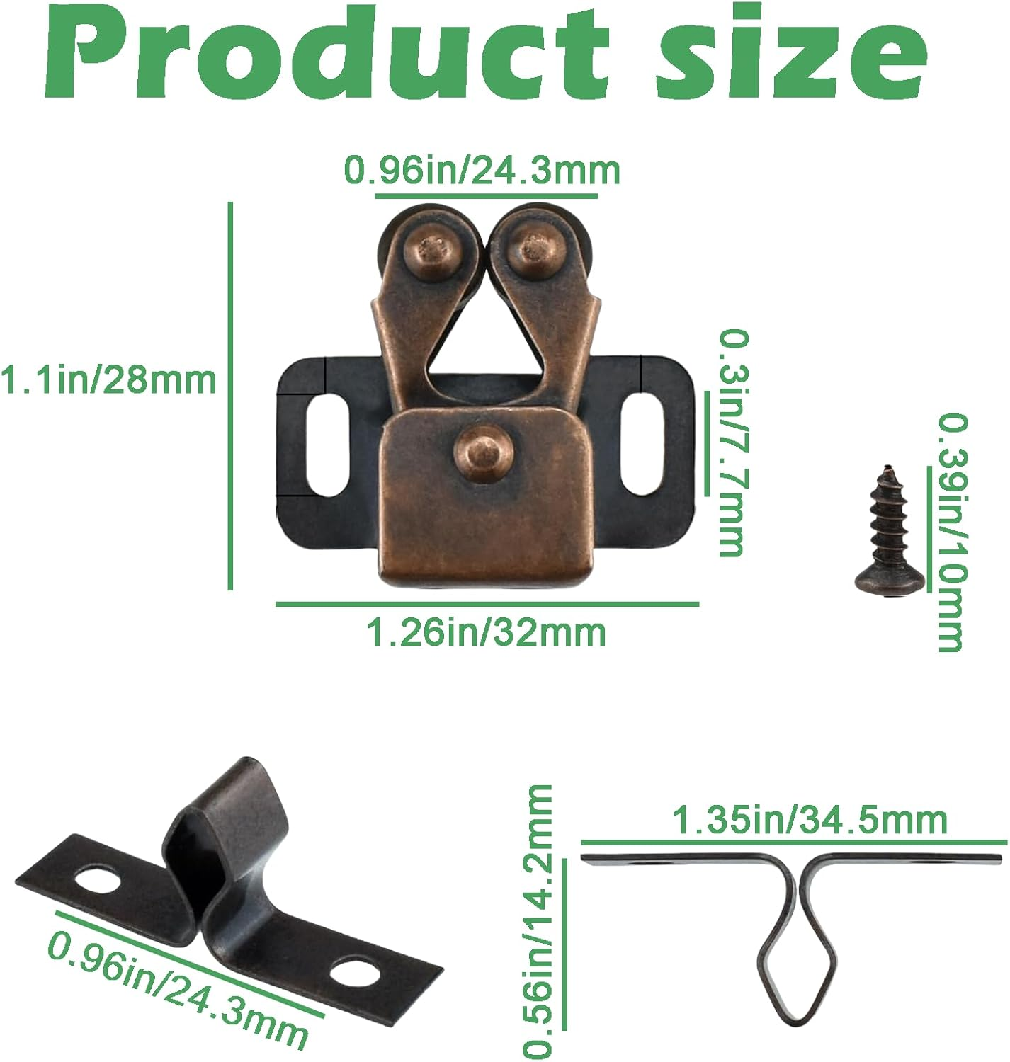 Treayes Cabinet Latch - 10PCS Double Roller Catch Hardware with a Box for Cupboard, Closet, Kitchen Cabinet Door Latches and Catches image number 4