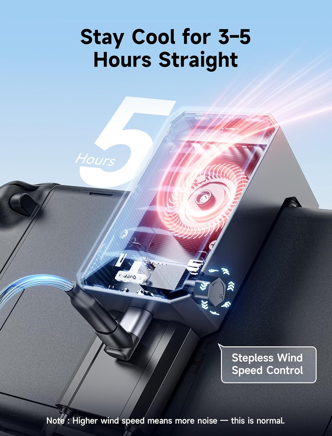 JSAUX Cooling Fan for Switch 2, Cool down Accessories for Switch 2 (Stepless Adjustable Fan Speed), Cools to Enhance Performance & Extend Handheld Console Battery Life-Gp0201A image number 5