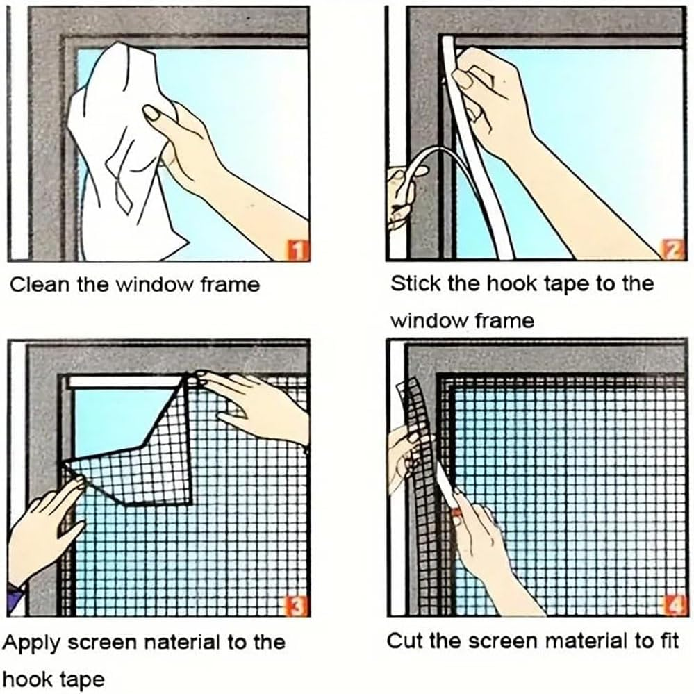 White Mosquito Net Window Screen 1.3M X 1.5M Easy Install Washable Mesh with Tape, Reusable Bug Barrier for Bedroom and Office, No Drill Breathable Durable Insect Screen for Windows image number 5