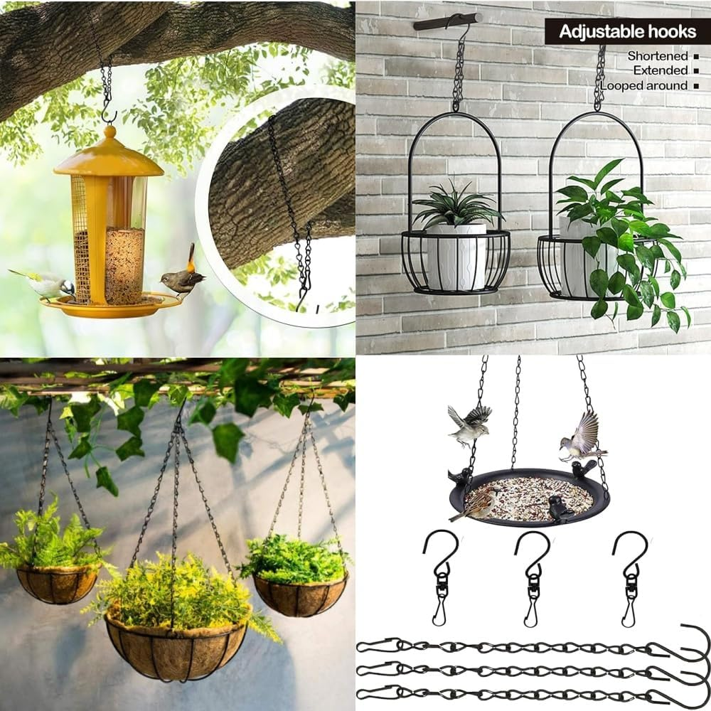 Fabselection Garden Plant Hangers, 9.5Inch Hanging Chain, 2 Pack 3 Point Stainless Steel Hanging Basket Chains for Hanging Bird Feeders, Birdbaths, Planters,Wind Chimes, Lanterns and Ornaments image number 5