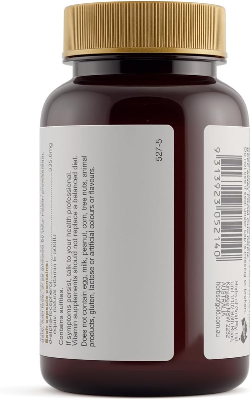 Herbs of Gold Natural Vitamin E 500IU 50 Capsules image number 2