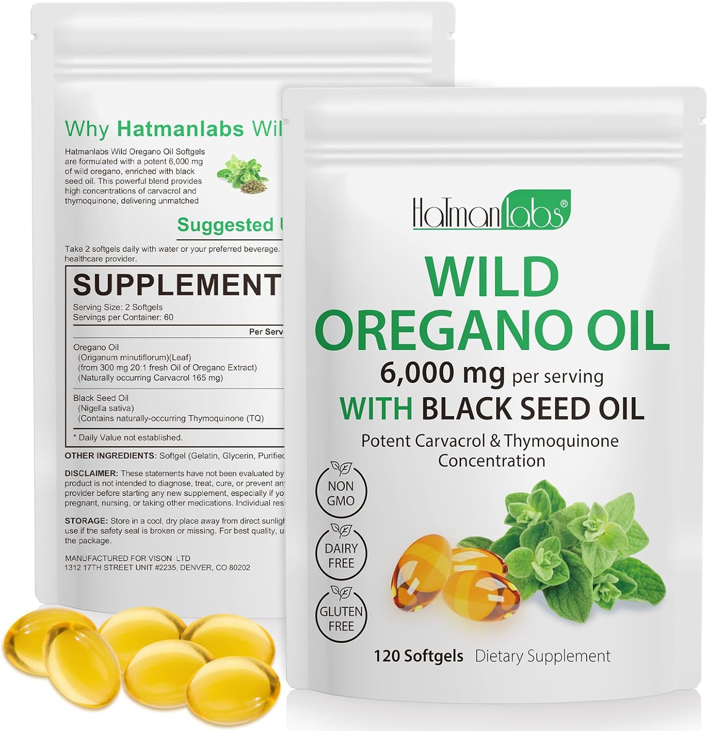 Oil of Oregano with Black Seed Oil Softgels 120 Count | Wild Oregano Oil 6000Mg per Serving | 2-In-1 Blend with Black Seed Oil 200Mg | Carvacrol & Thymoquinone | Plant-Based, Non-Gmo Formula | Premium Quality, Vegan-Friendly image number 3