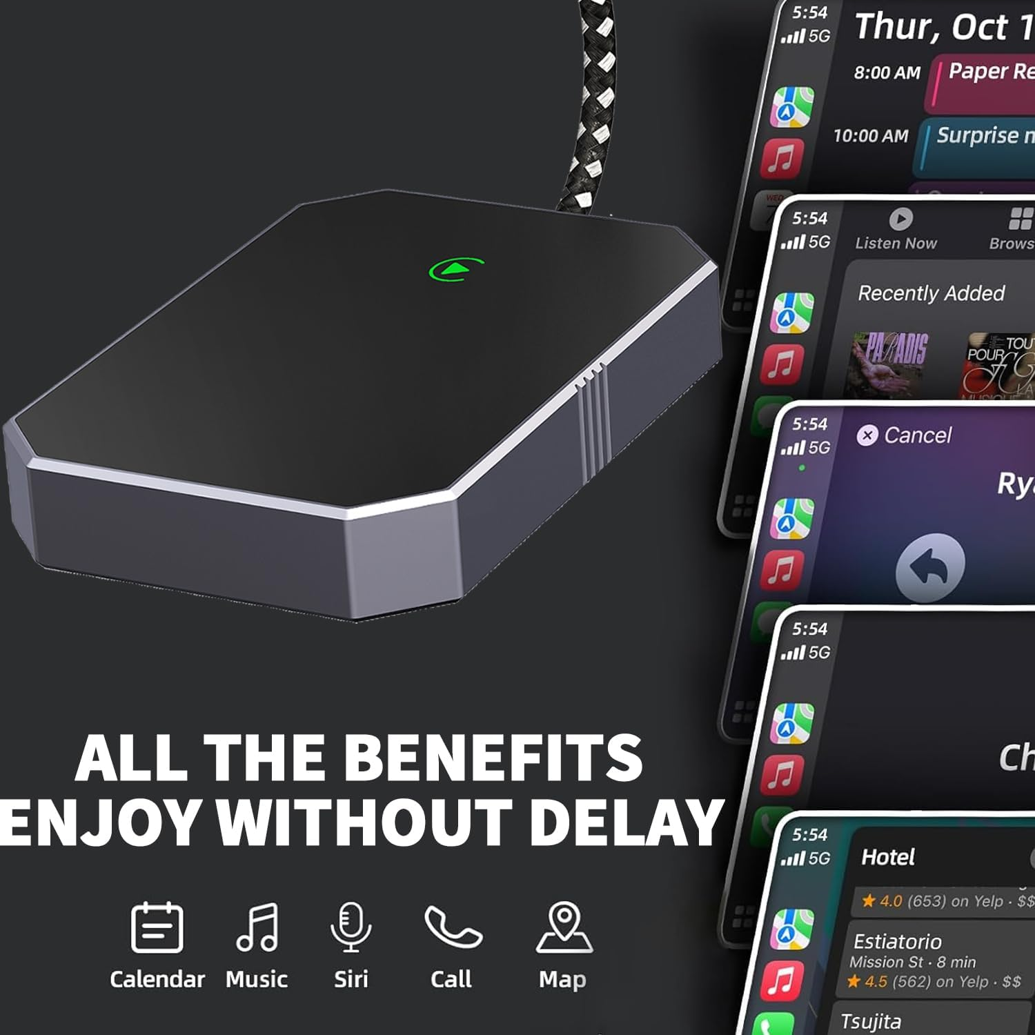 Wireless Carplay Adapter for Apple - Stable Fast Connection for Convert Factory Wired to Wireless Carplay Dongle Cars for Iphone - No Latency from Ios 10+ to Screen W/Usb C image number 2