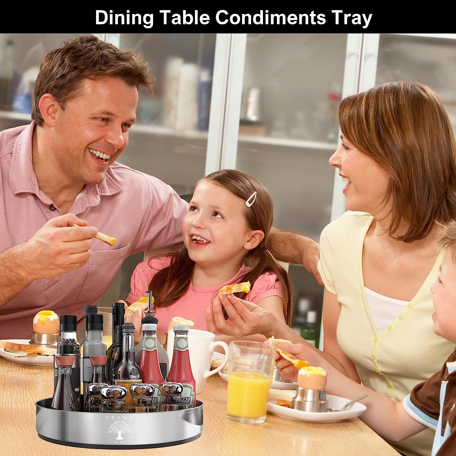 Prana HQ Lazy Susan Turntable Organiser -10" Stainless Steel Rotating Tray-Storage & Organisation of Spice Jars,Sauce & Oil Bottles,Condiments in Pantry,Kitchen Benchtop, Fridge,Table.Smooth Spin. image number 3