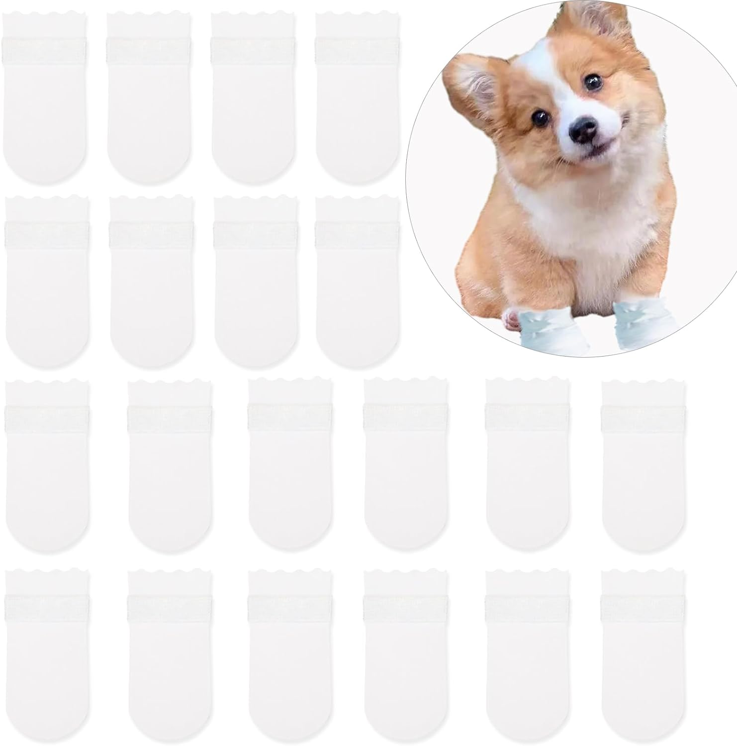 20Pcs Disposable Dog Shoes for Small Dogs, Pet Shoes with Adjustable Self-Adhesive Bandage, Dog Booties and Paw Protectors (L) image number 4