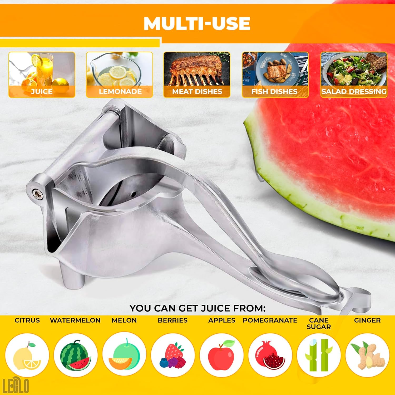 Hand Juicer Squeezer Pomegranate Juicer - Aluminum Manual Hand Press Juicer, Comfortable Ergonomic Grip for Efficient Juice Extraction of Pomegranates, Citrus, and Other Fruits | Durable, Compact image number 6