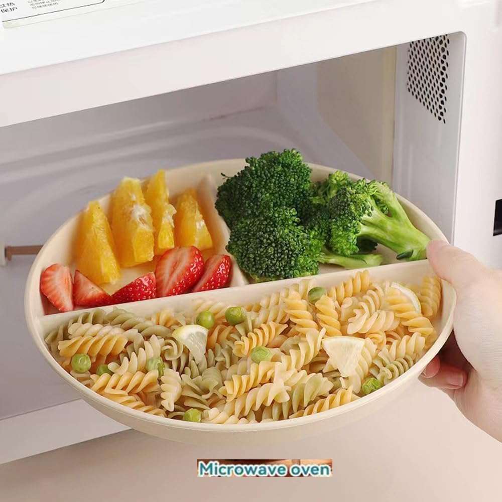 QYINXIU 5 Pcs Plate Set, Unbreakable Divided Dinner Plate Set, 9 Inch Wheat Straw Plates, Dinner Diet Plates for Kids, Bariatric Diet Divided Plates image number 3