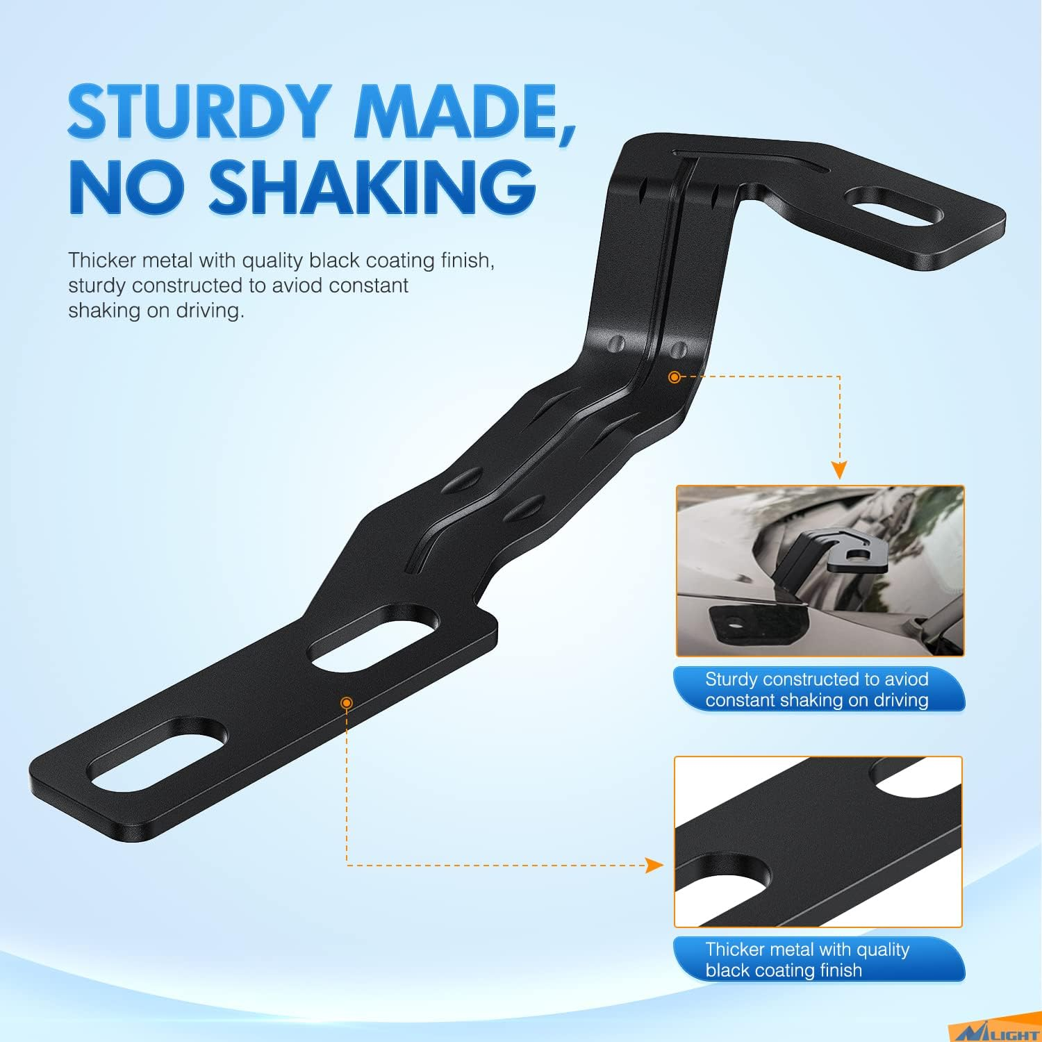 Nilight Ditch Light Brackets Hood Mount Brackets for Auxiliary Offroad LED Pod Light Work Light on 3Rd Gen Toyota Tacoma 2016-2020 image number 3