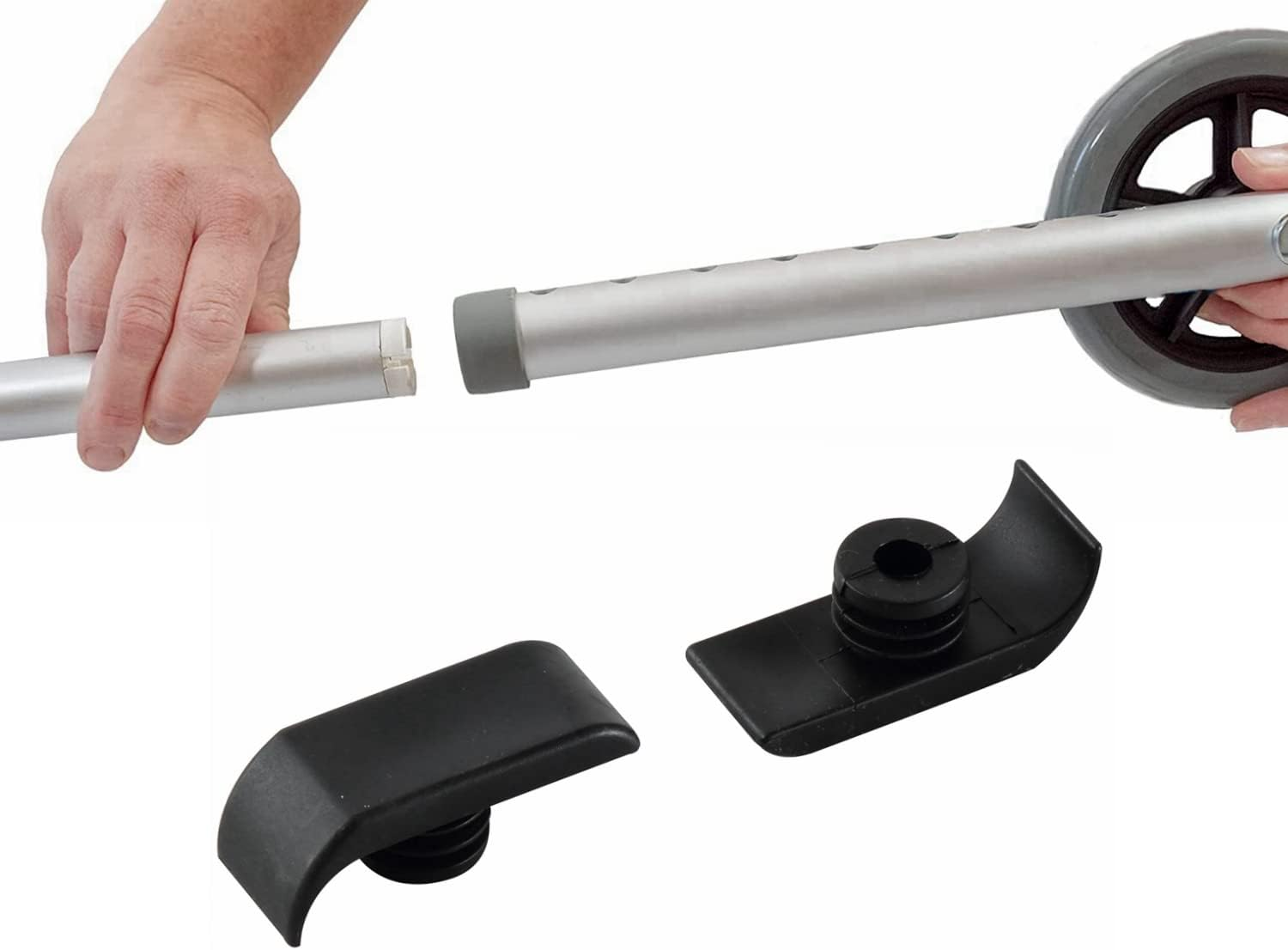 Walker Wheels 1 Pair, Replacement Rollator Accessories, Rubber Wheel Universal Design with 8 Adjustment Holes(2 Pack) image number 6