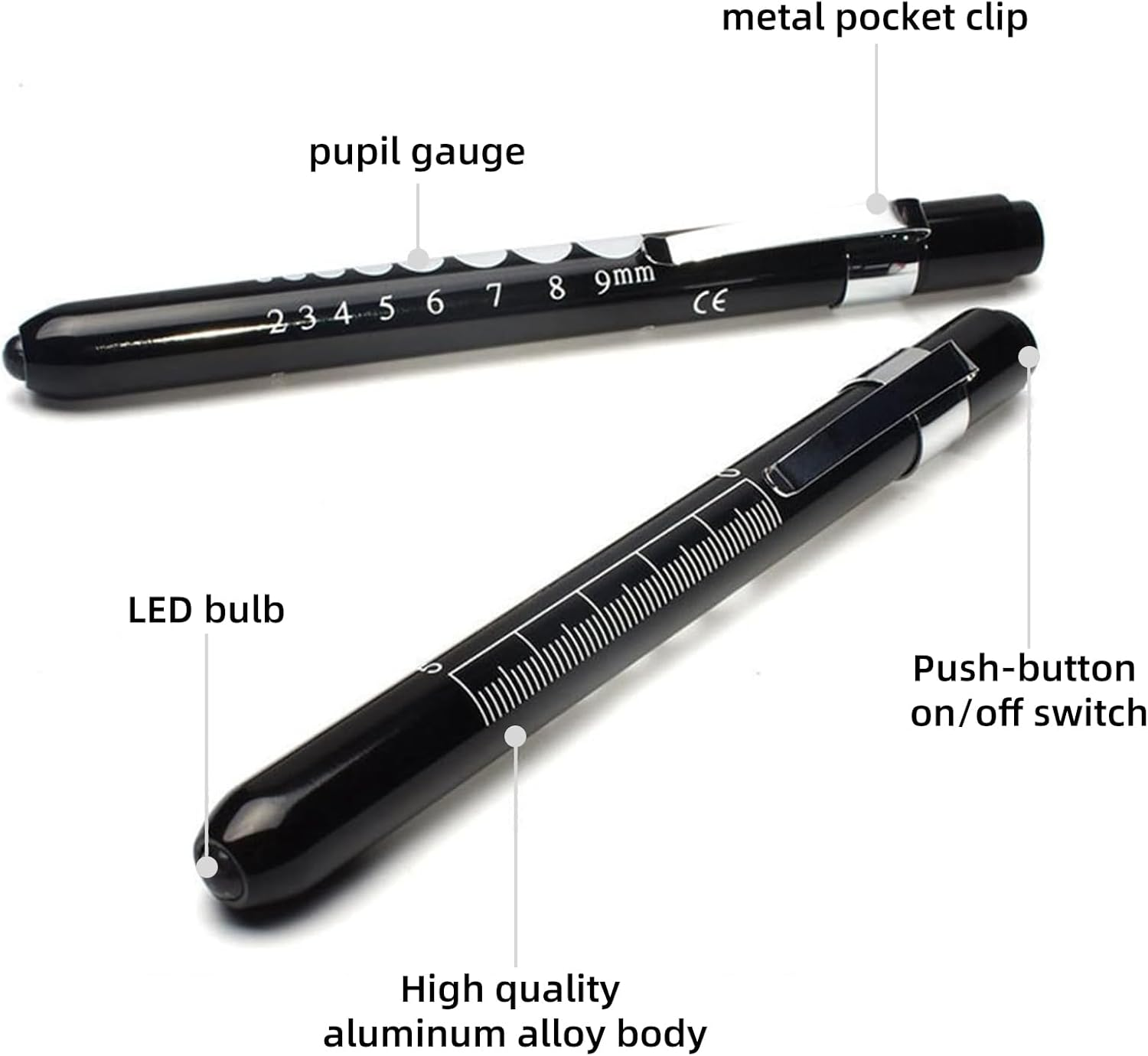 Hzqzaoan LED Medical Pen Light with Pupil Gauge & Clip (Battery Not Included) - Pocket Pen Torch for Doctors, Nurses & Students | Clinical Use for OSCE Exams & Nursing Practice image number 3