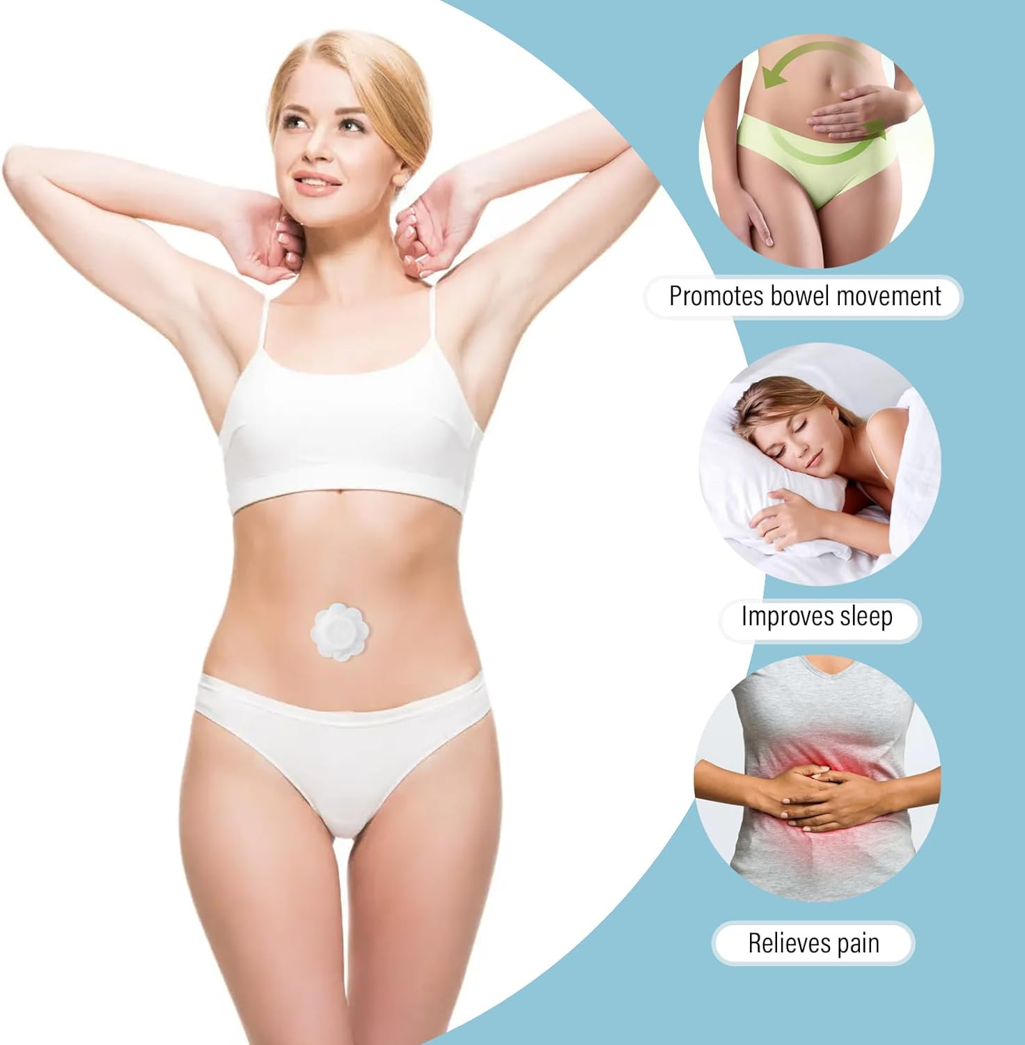 Viiotu 50Pcs Castor Oil Patches + 50 Cotton Cores, Breathable Non - Woven Patch for Women, Portable Multi-Layer Anti-Leak Strong Adhesion Castor Oil Pack, 6Cm/2.36In Castor Oil Belly Button Patch