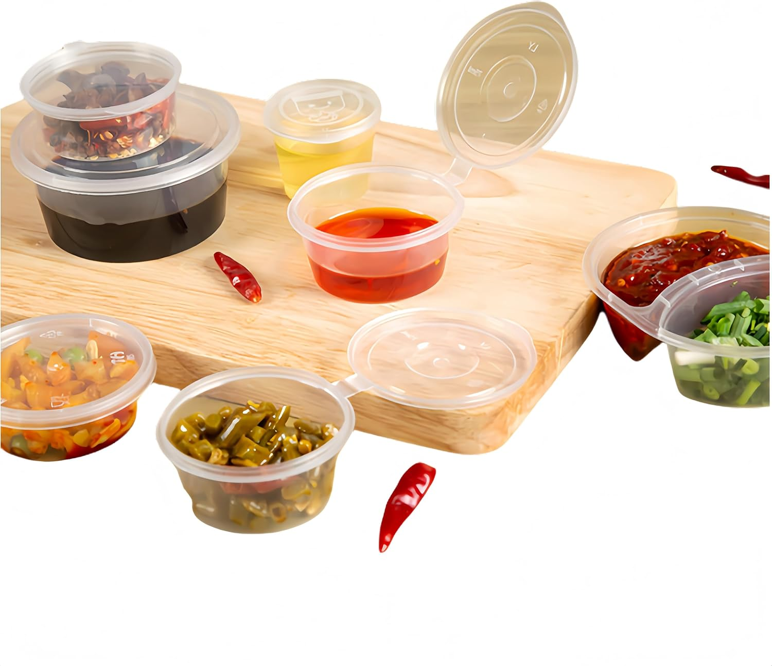 60Ml / 80Ml / 100Ml Leakproof Mini Food Containers, 50-Pack (Choose Size) Reusable Bpa-Free Sauce Cups with Lids, Stackable Snack Containers for Restaurants, Meal Prep, Dips, Takeout (100Ml)