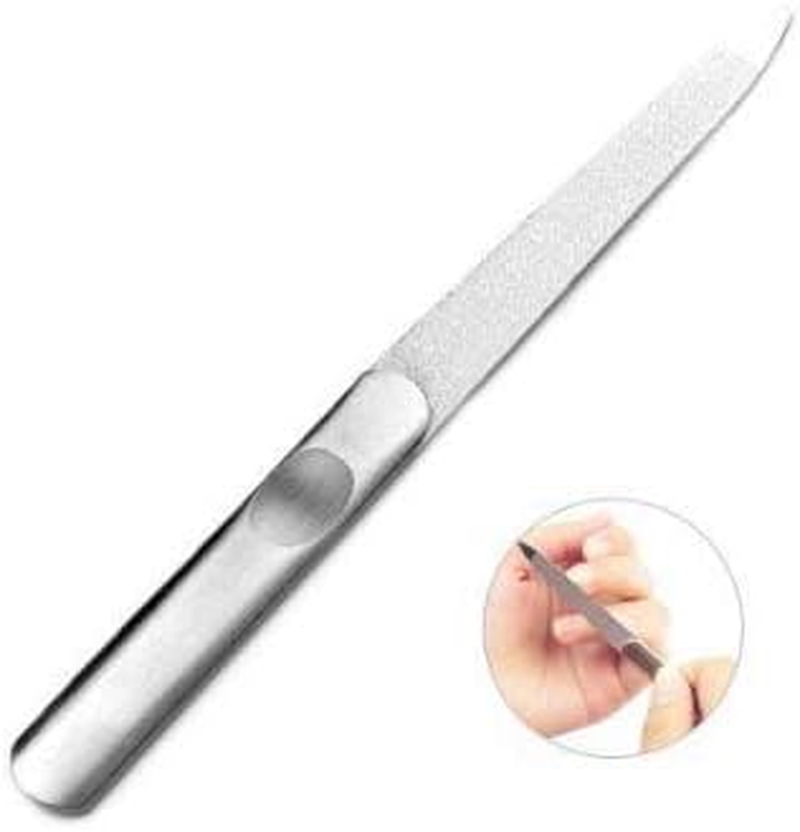 2Pcs Stainless Steel Nail File Professional Double Sides Washable for Acrylic Nails for Nail Art DIY or Nail