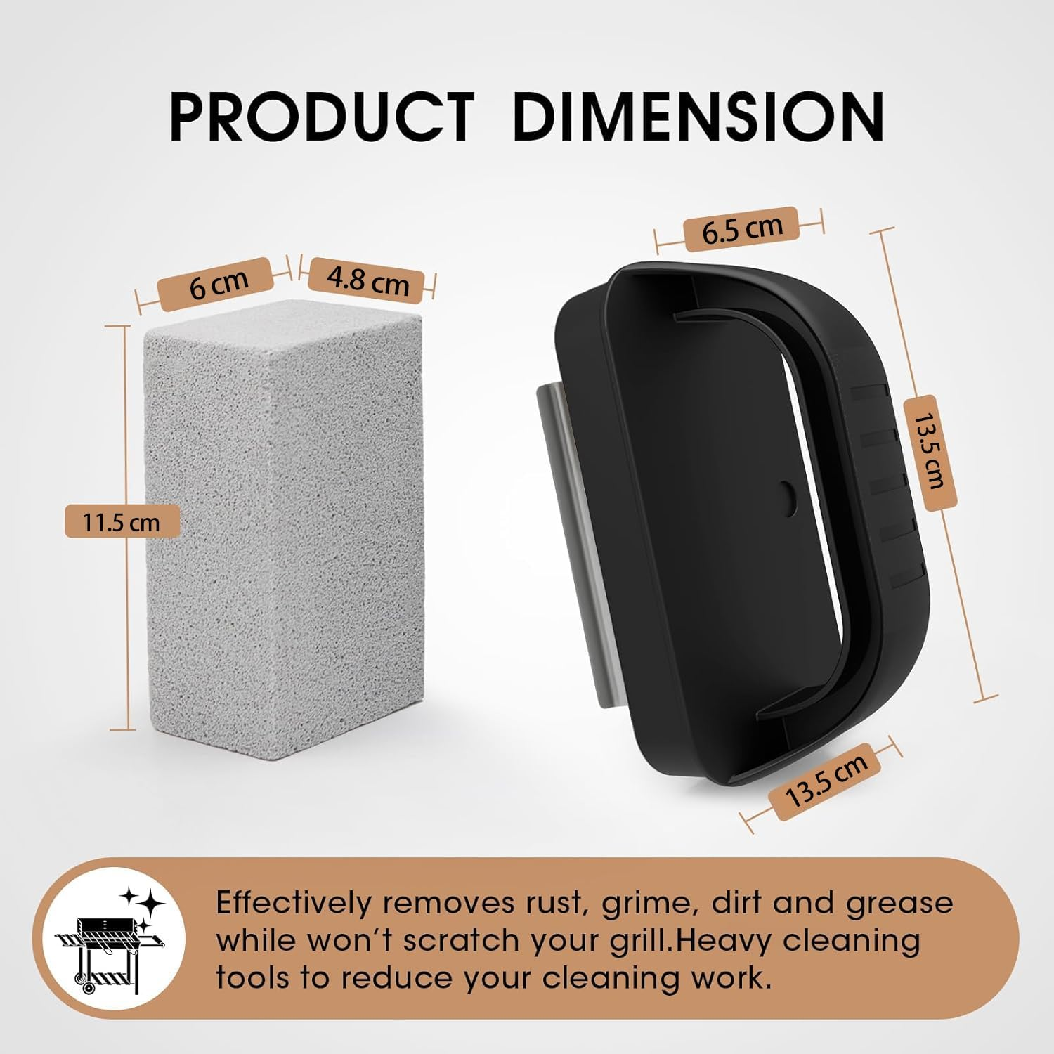 4 Pack Heavy Duty Grill Cleaner Brush, Grill Cleaning Bricks with Handle, Pumice Griddle Cleaning Stone Removing Stains for BBQ, Swimming Pool, Sink image number 5