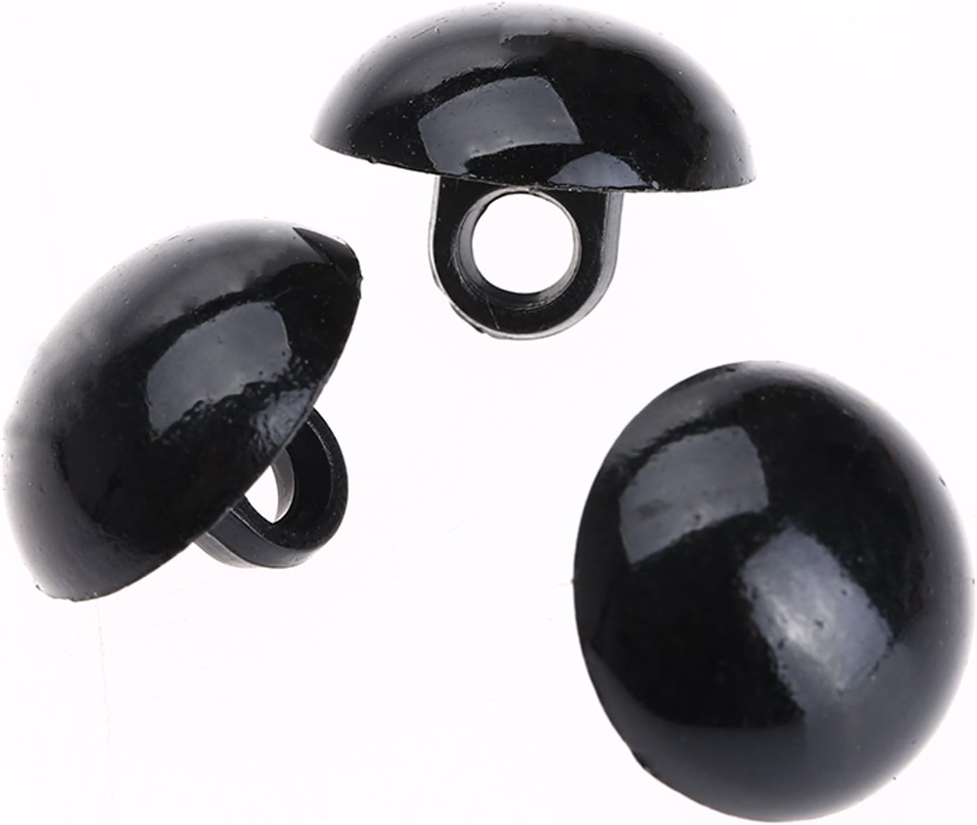 Dophee 100Pcs DIY Black Plastic Safety Eyes, 15Mm Sewing Crafting Eyes Buttons, Type Mushroom Domed round Buttons for Bear Doll Crochet Puppet Plush Stuffed Animals Making image number 3