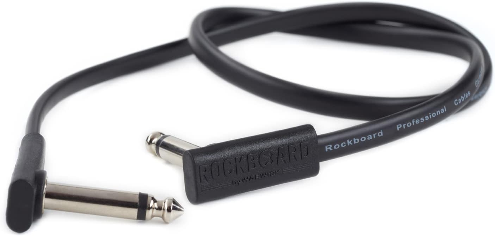 Rockboard Flat Black Patch Cable Slim Rectangular Body Extra Thin Angled Plugs - 60Cm image number 4