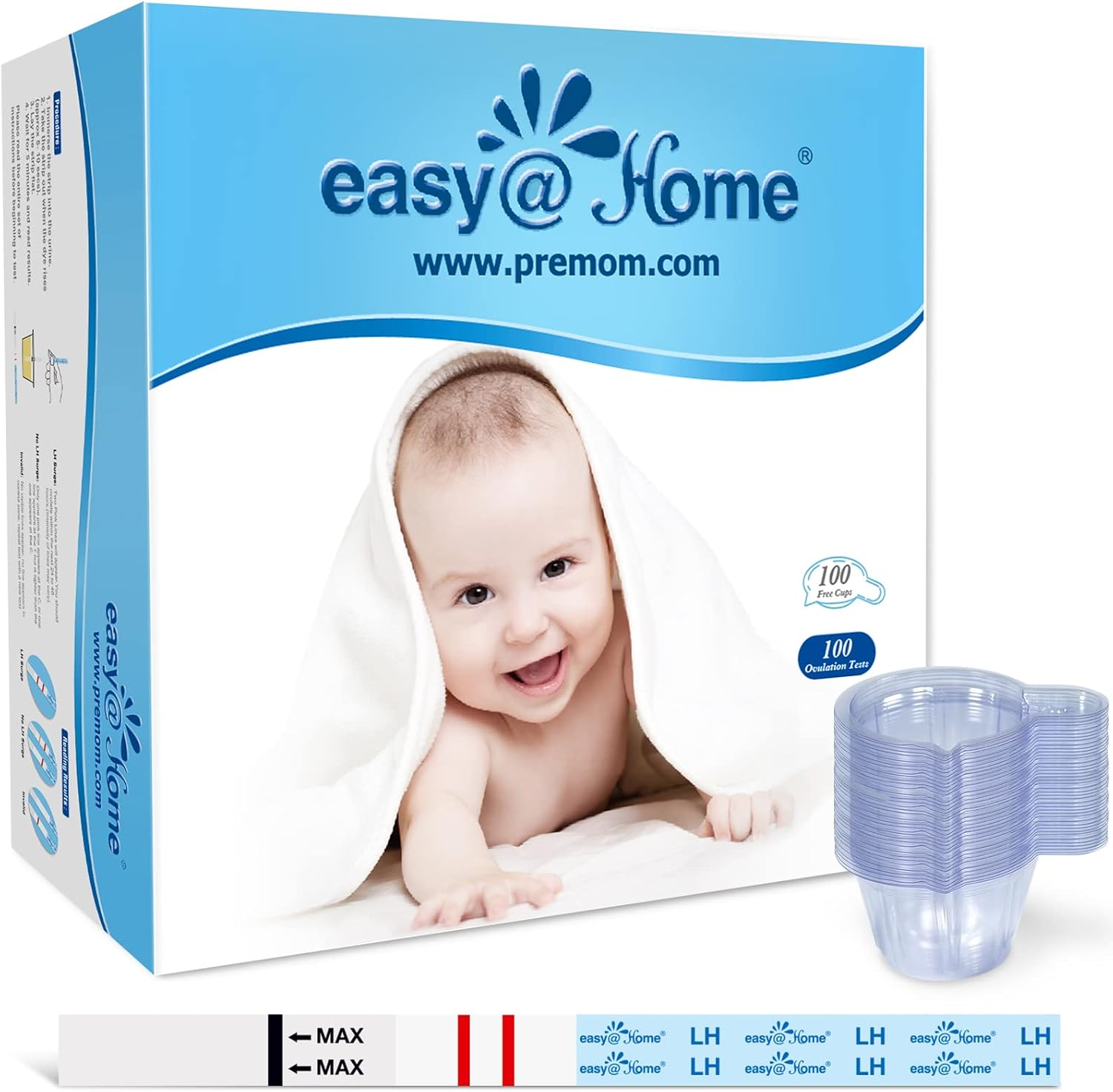 Easy@Home Ovulation Test Strips, 100 Pack Fertility Tests, Ovulation Predictor Kit, FSA Eligible, Powered by Premom Ovulation Predictor Ios and Android App, EZW2-S-100 image number 6