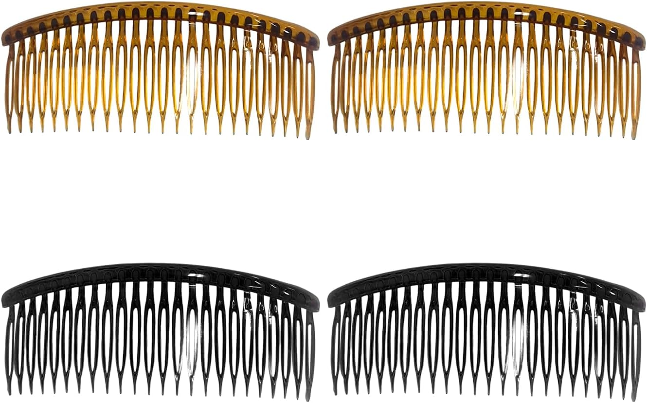 4 Pieces Plastic Insert Comb, Fixed Hairpin for Hairstyle, Hair Chop Finishing Tool, French Ladies Side Hair Comb (Black, Brown) image number 5