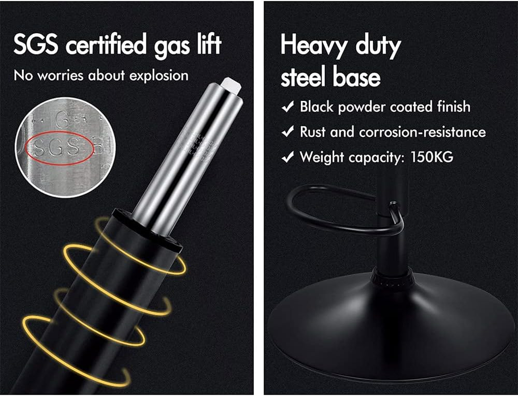 ALFORDSON Bar Stool 2Pcs Swivel Kitchen Stools Willa Adjustable Counter Barstools Black Dining Chair in 62-84Cm Seat Height with Antiskid Floor Protector for Home Bar Dining Room - Dylan-All Black image number 4