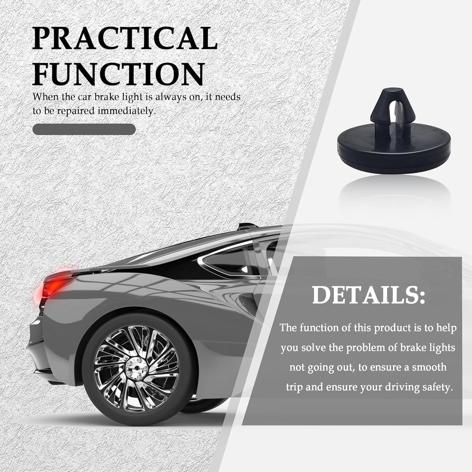 Stacool 4PCS Car Brake Pedal Stop Pad OEM# 90541-06036, Push Button Switch, Manual Operation, Black