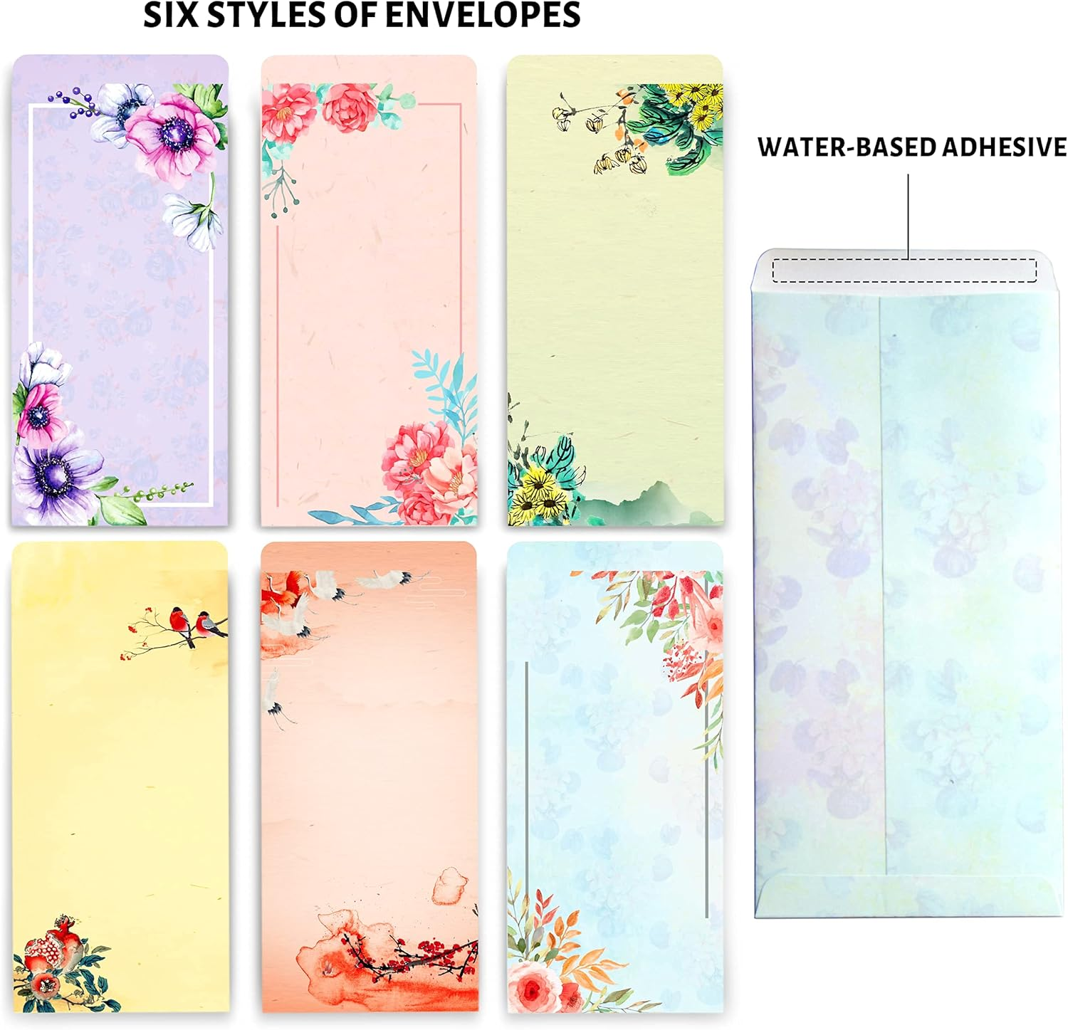A4 Vintage Floral Stationery Paper (Lined) 48 Pieces and Self-Sealing Envelopes 24 PC Set, 100GSM Heavy Weight College Ruled Letter Writing Stationary, Printer Friendly, Color Both Sides, Watercolor image number 6