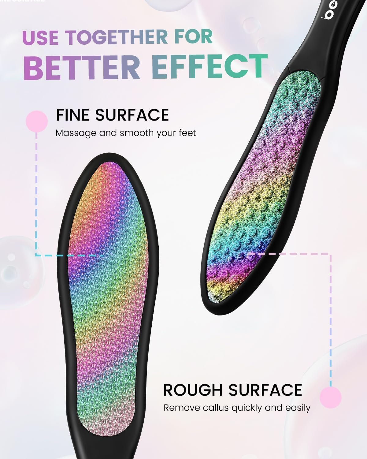 BEZOX Premium Foot File, Double Sided Pedicure Rasp, Dead Hard Cracked Skin, Callus Remover, Portable Foot Care Tool, Heavy Duty Stainless Steel (Rainbow)