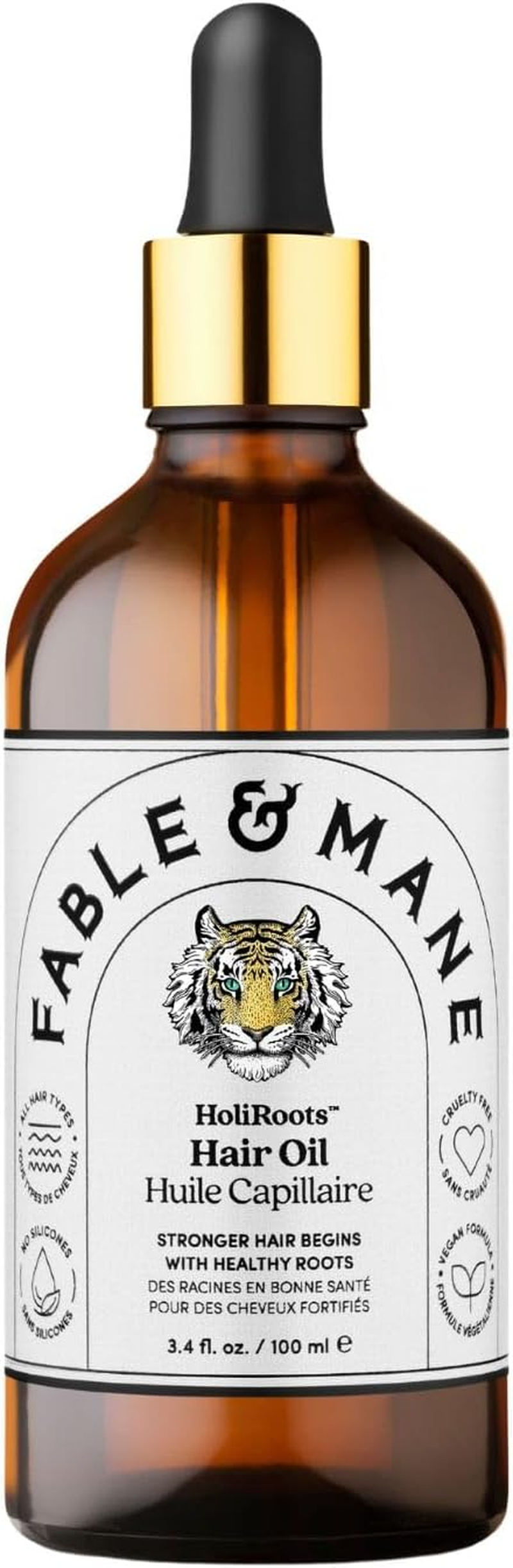 Fable and Mane Hair Oil - Holiroots Strengthening Serum for Damaged, Frizzy Hair with Amla, Castor Oil for Hair Health - 3.4FL Oz image number 2