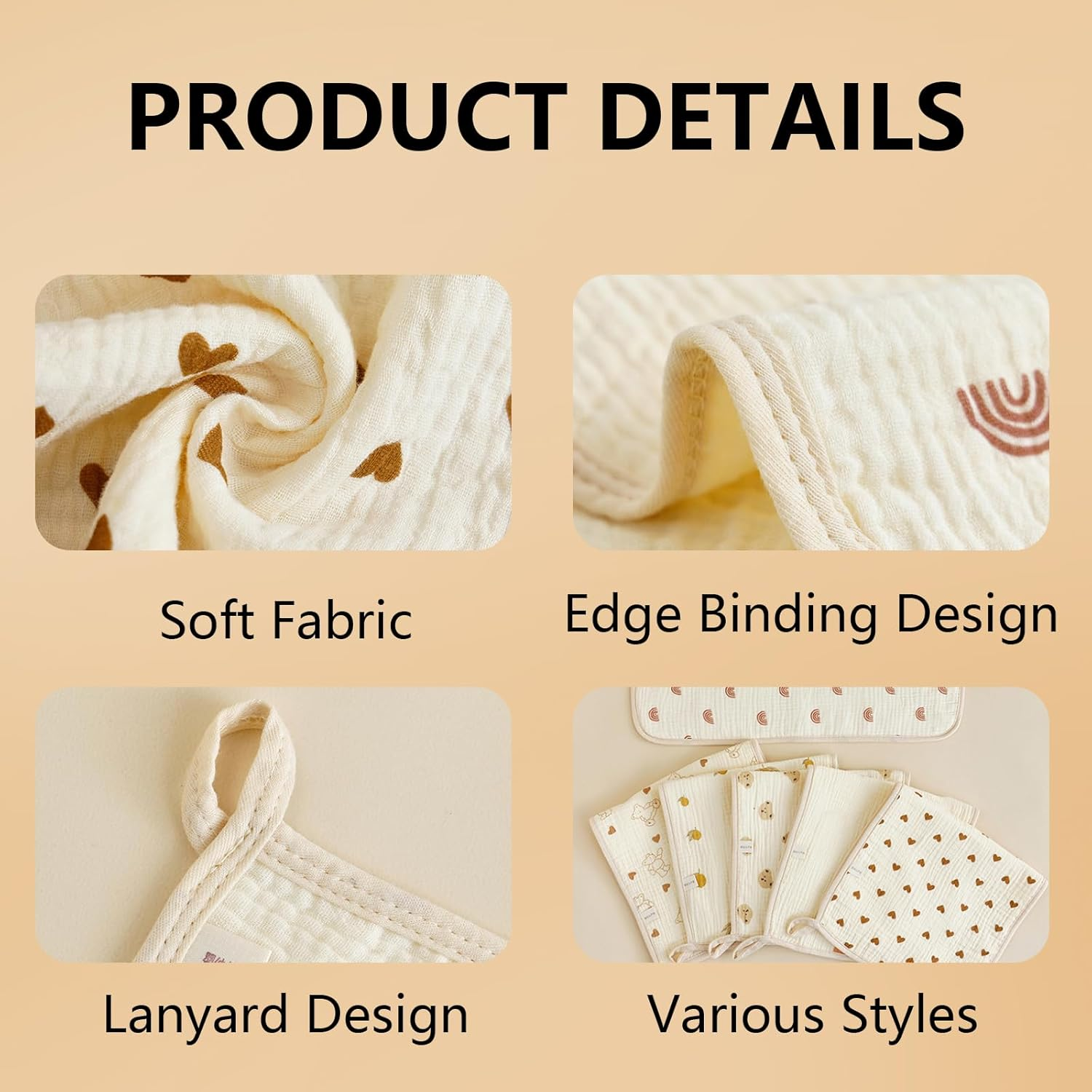 6 Pack Muslin Burp Cloths Premium Cotton-Large Size 20" X 10"，Soft Breathable Muslin Baby for Boys & Girls image number 4