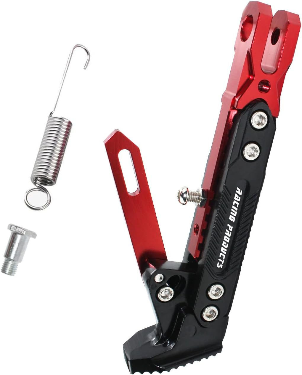 Motorcycle Universal Kickstand Adjustable Modified CNC Aluminum Alloy Adjustable Tripod Holder Kickstand Foot Side Support Stand Motor Scooter Motorbike Motocross Electric Dit Pit Bike （Red) (Red) image number 6