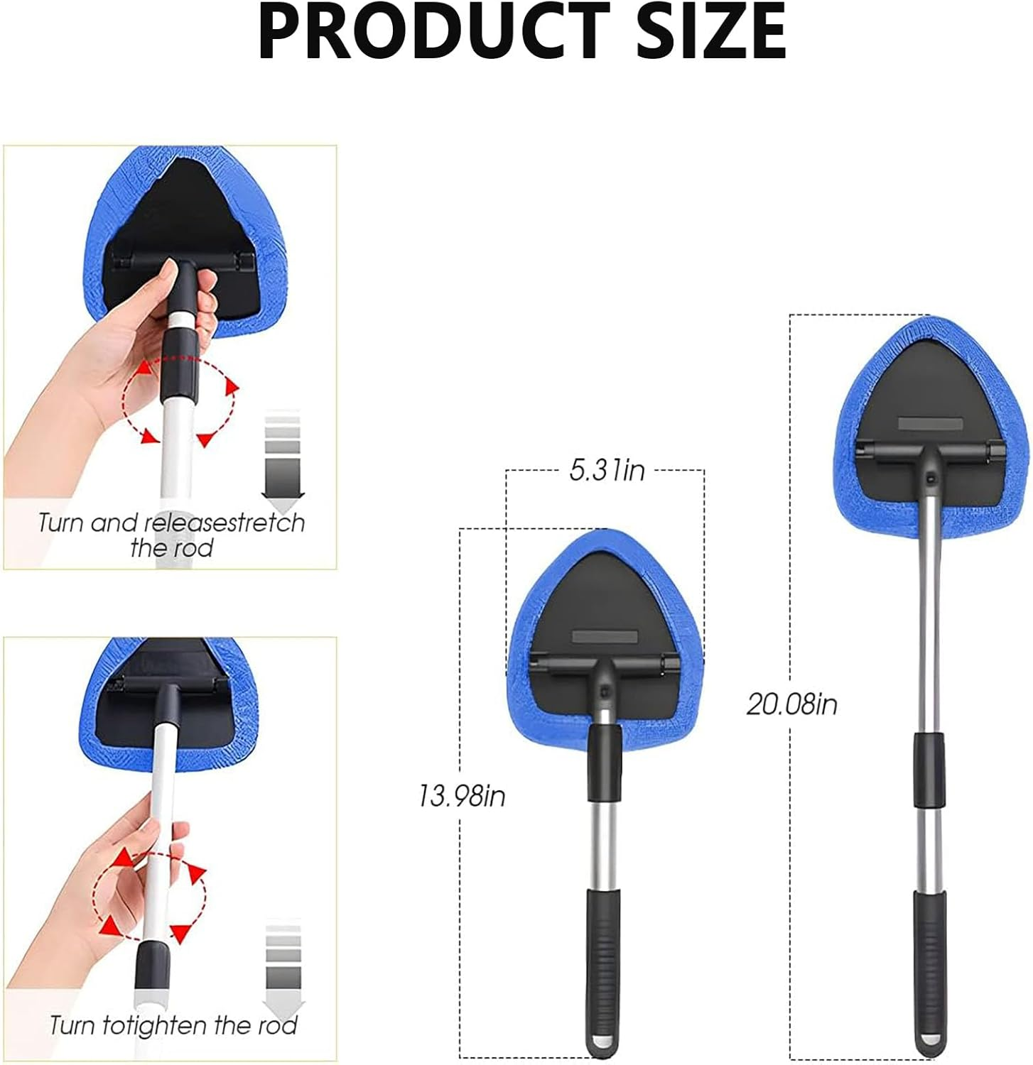 SYGELER Windshield Cleaner Tool,Professional Window Cleaning Kit with Extendable Handle - 4 Reusable Microfiber Pads, Detail Brush & Spray Bottle | Universal Car/Home/Office Glass Cleaner Tool image number 5